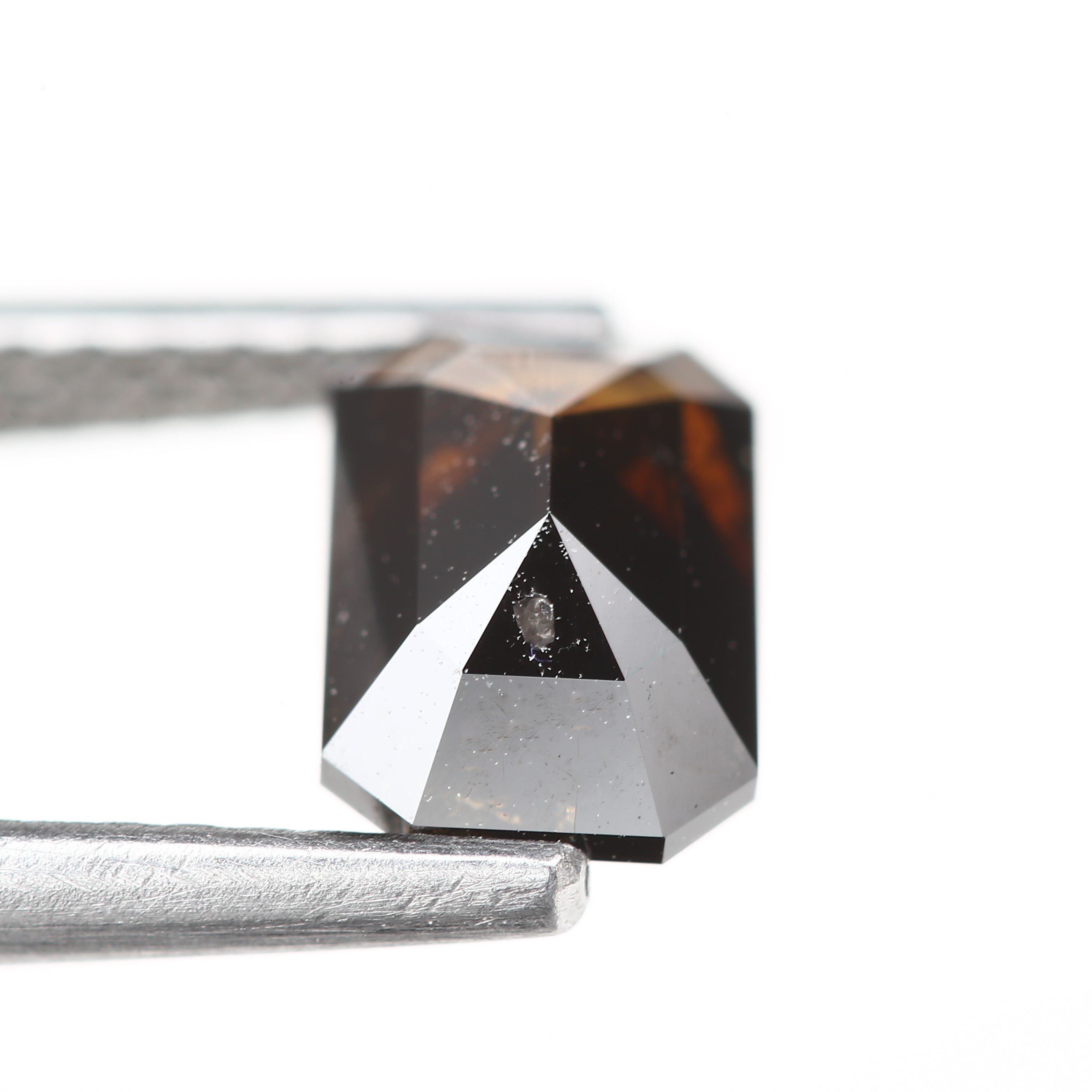 1.10 Carat 6.85 MM Fancy Cognac Emerald Cut Salt and Pepper Diamond - Blackdiamond