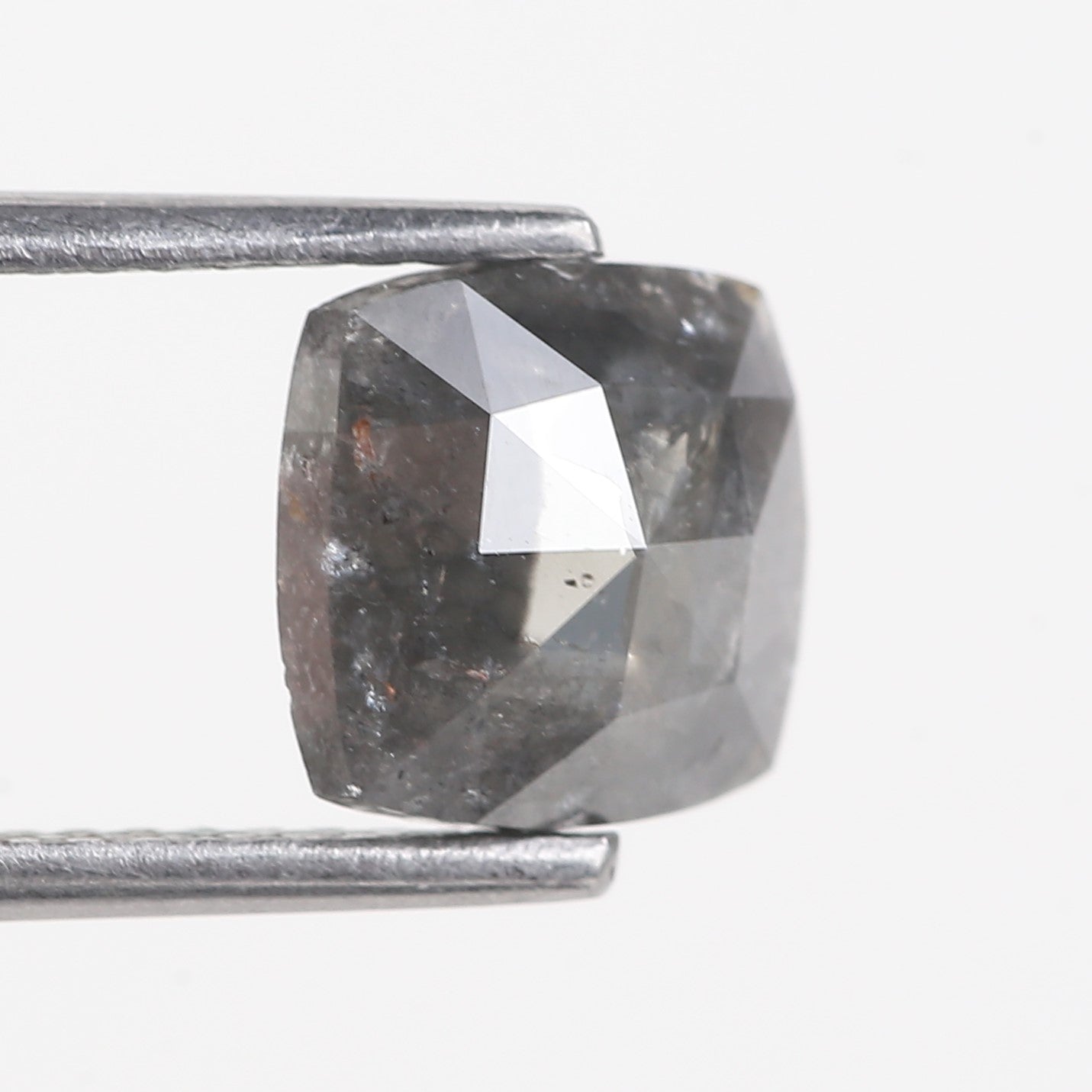 1.72 Carat Natural Grey Cushion Cut Salt and Pepper Diamond 7.43 MM