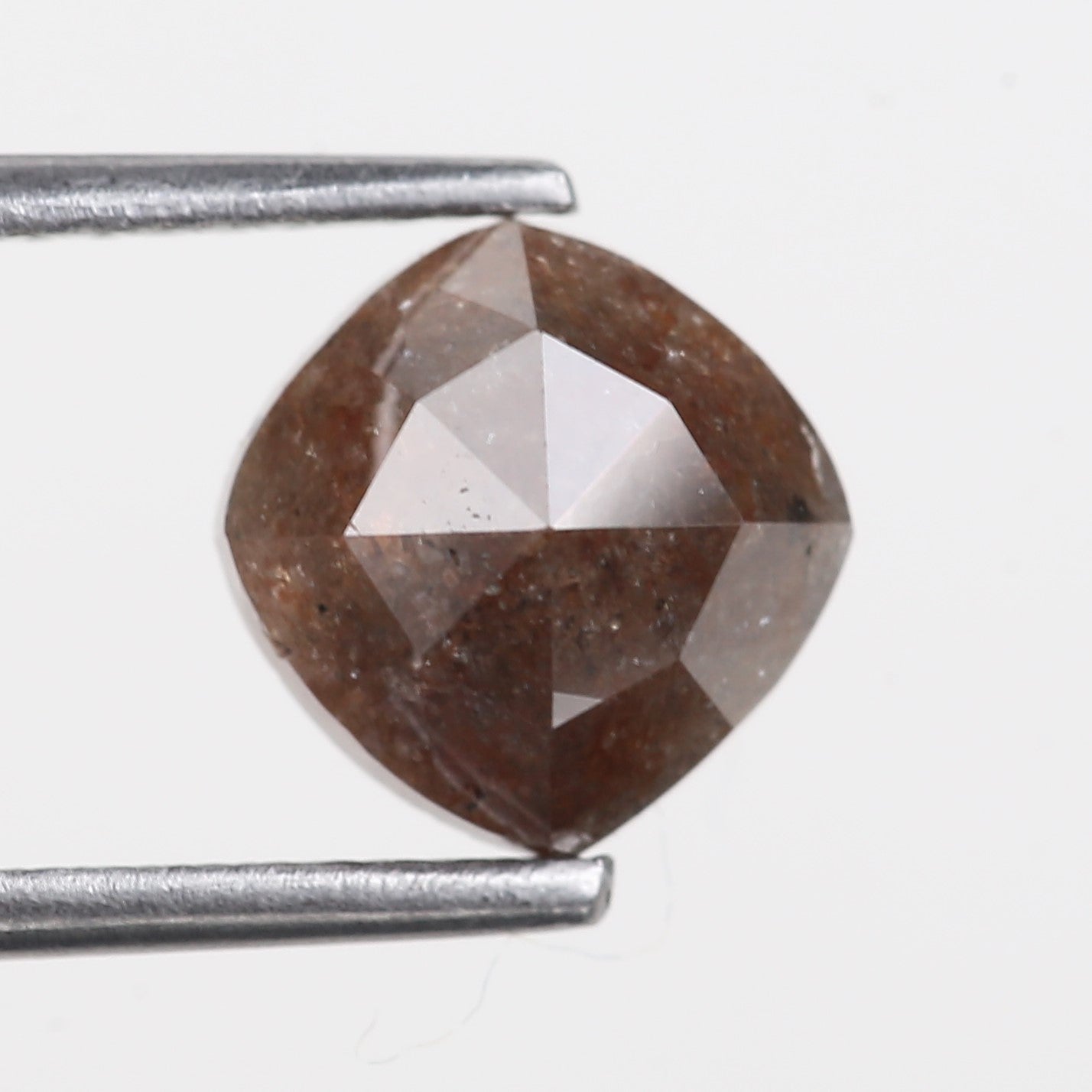 1.70 Carat Natural Brown Cushion Cut Salt and Pepper Diamond 7.05 MM