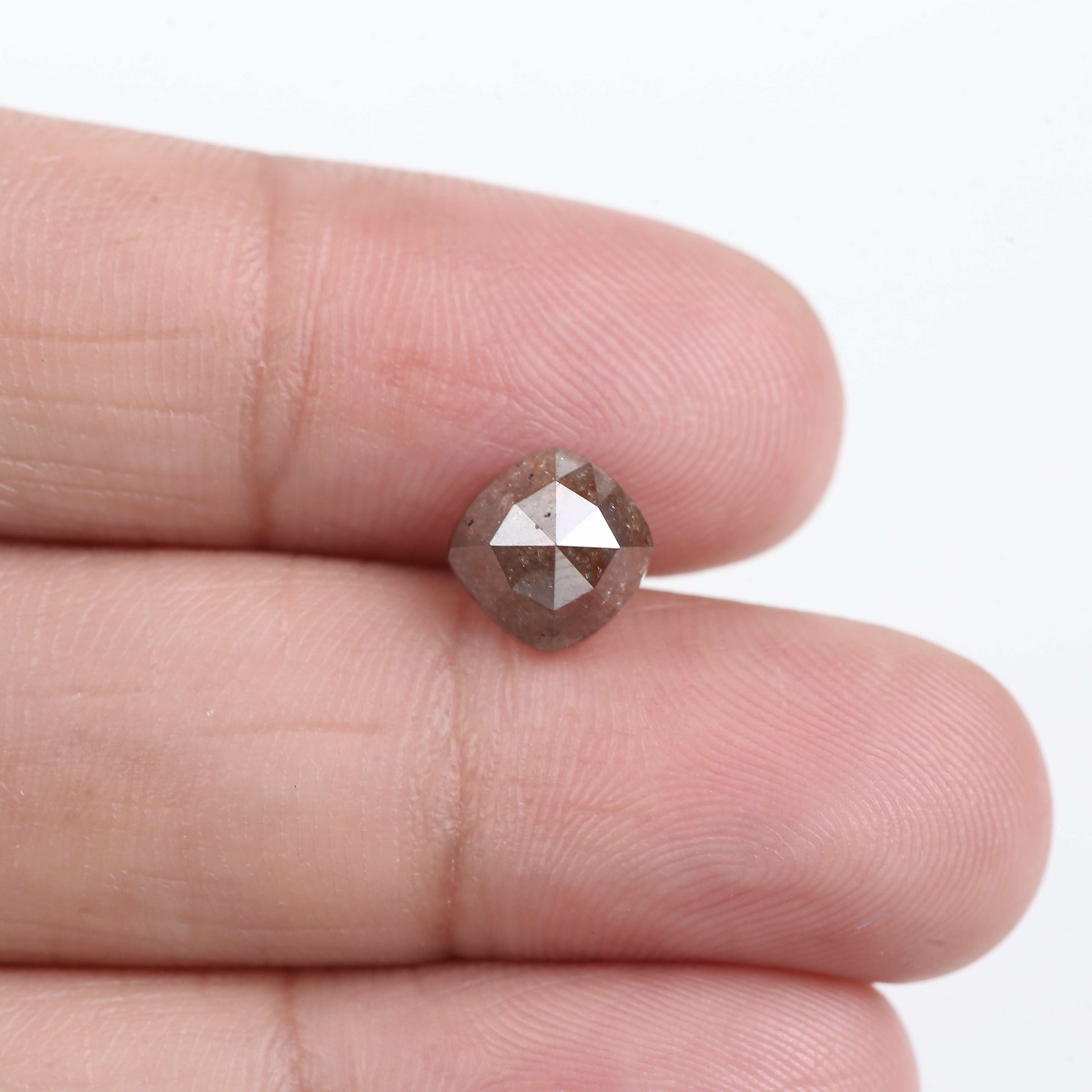 1.70 Carat Natural Brown Cushion Cut Salt and Pepper Diamond 7.05 MM