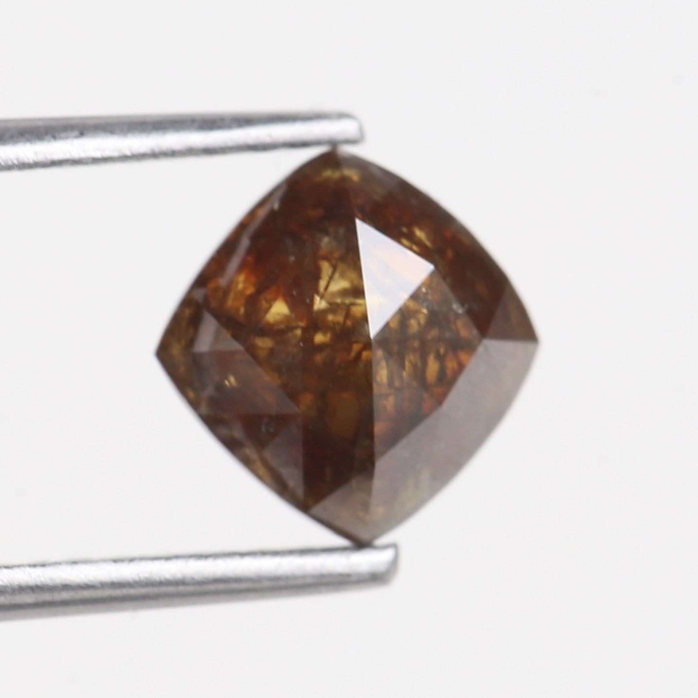 1.48 Carat Fancy Deep Brown Cushion Loose Salt and Pepper Diamond 6.51 MM