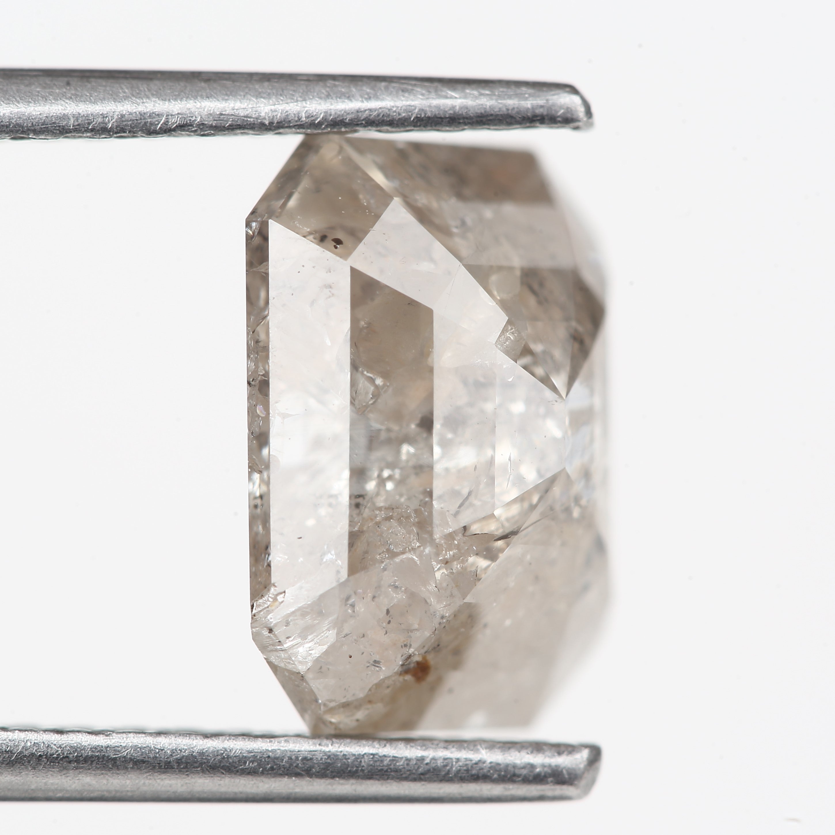 2.32 Carat 8.90 MM Fancy Icy Gray Emerald Cut Salt and Pepper Diamond - Blackdiamond