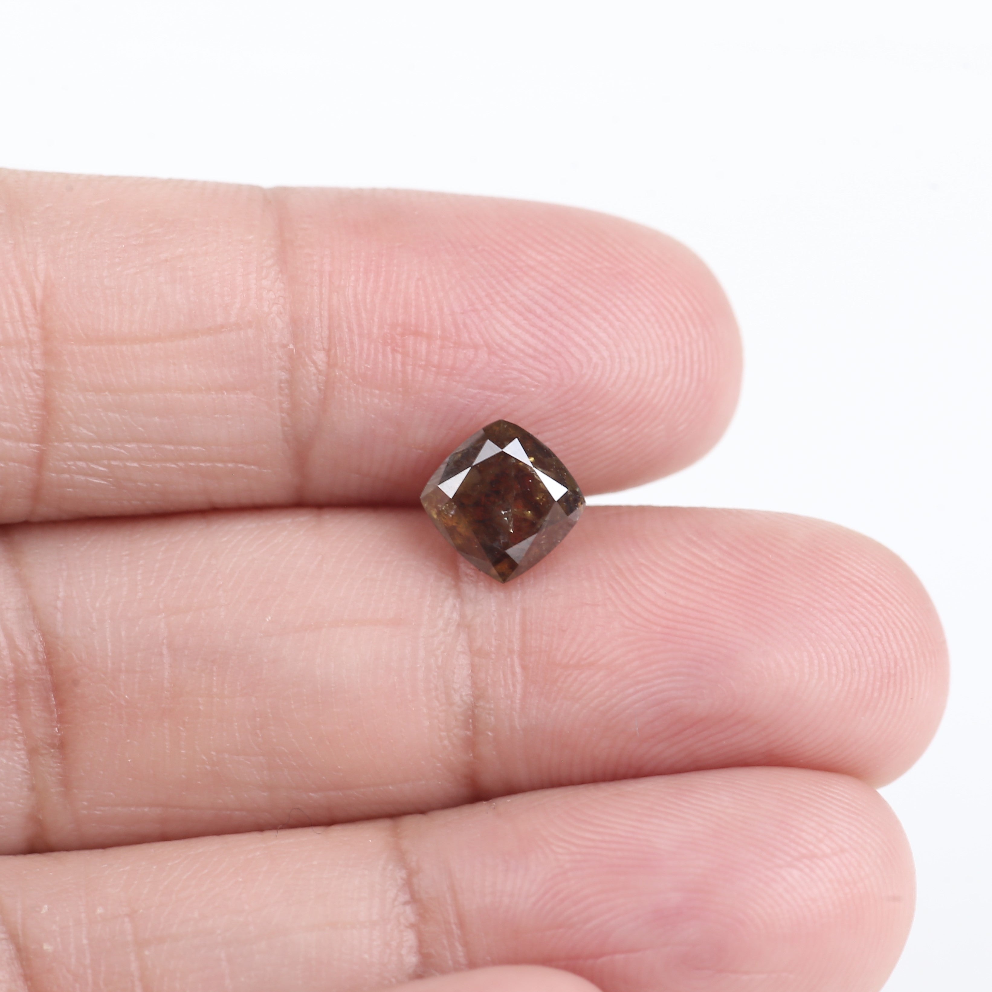 1.48 Carat Fancy Deep Brown Cushion Loose Salt and Pepper Diamond 6.51 MM