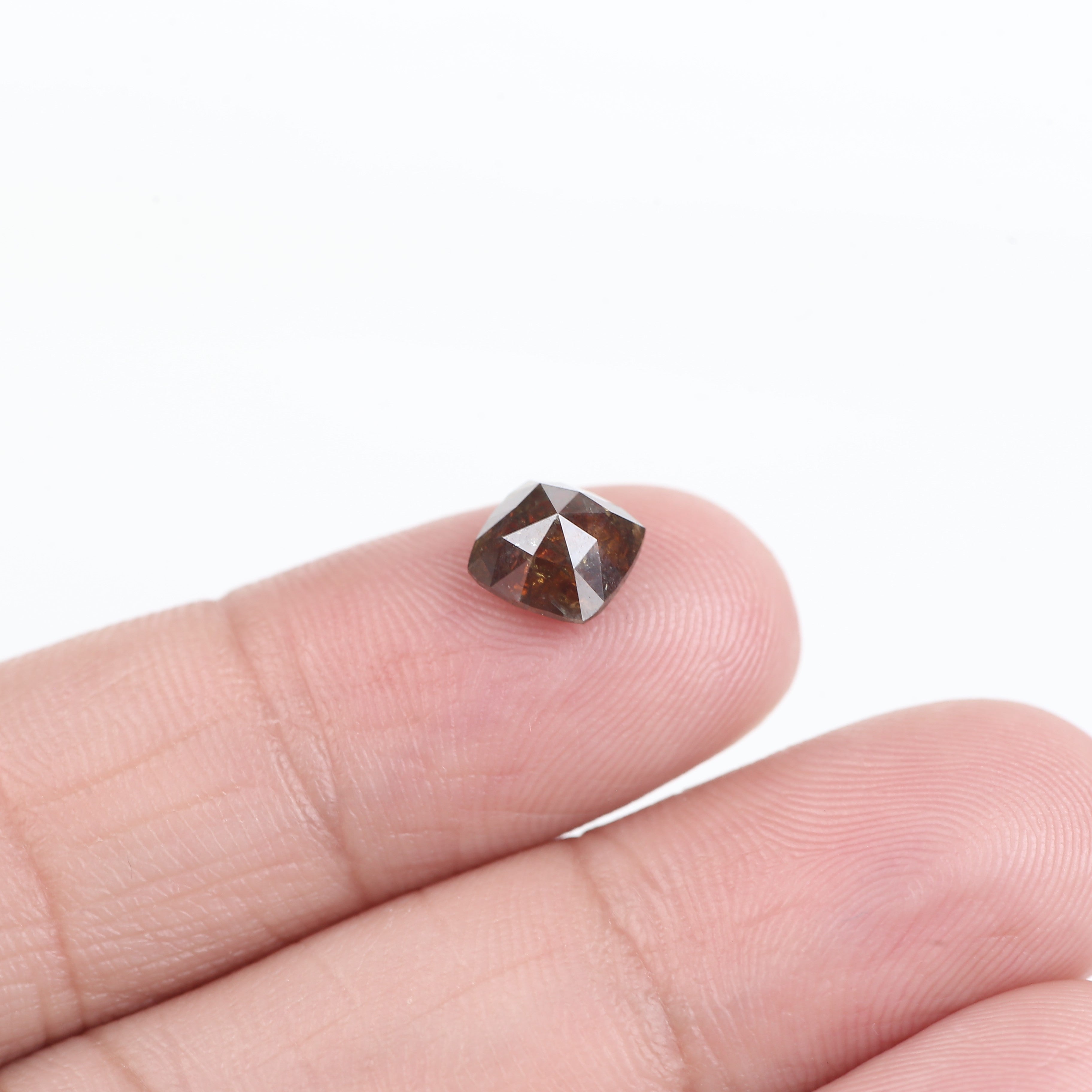 1.48 Carat Fancy Deep Brown Cushion Loose Salt and Pepper Diamond 6.51 MM