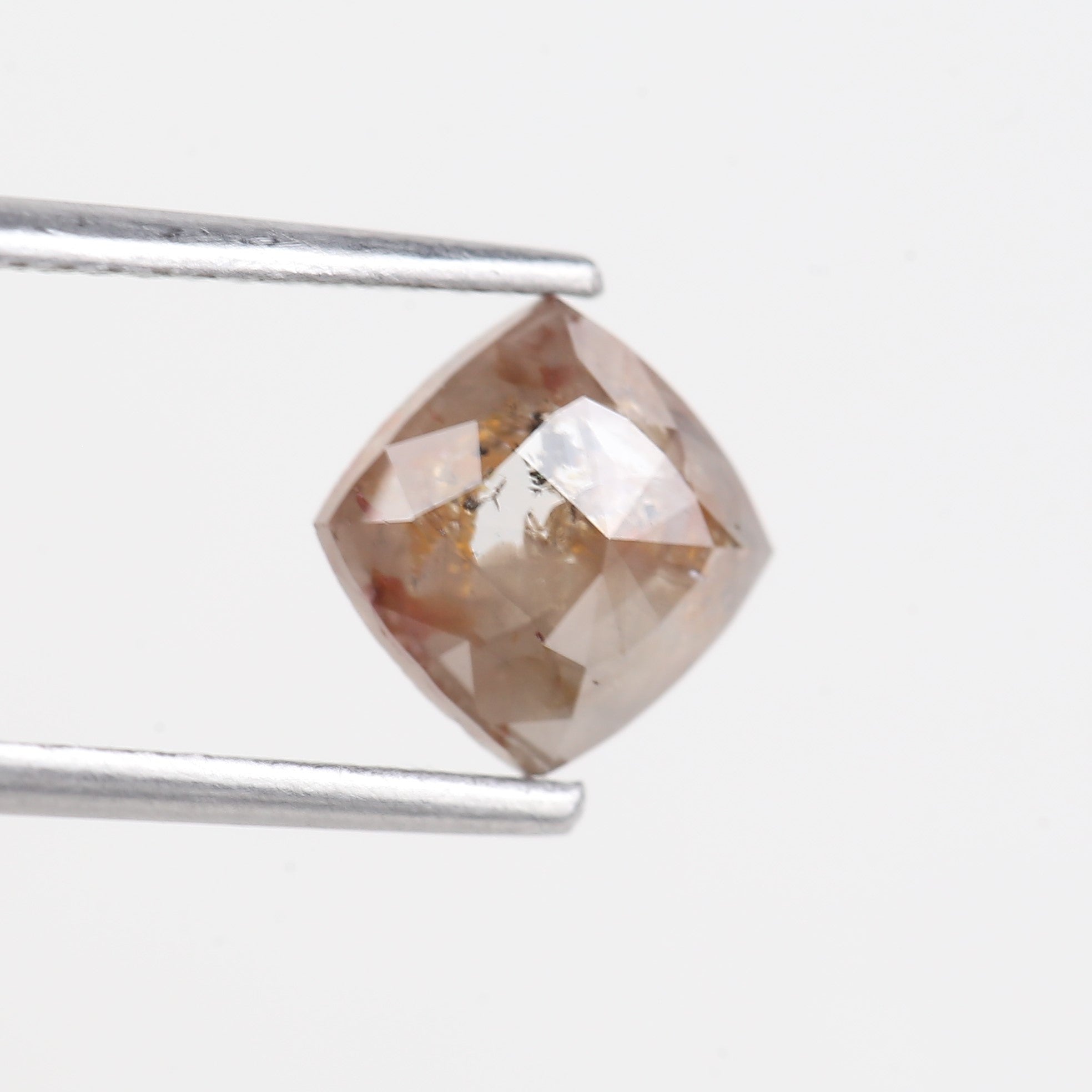 1.14 Carat Cushion Cut Peach Brown Salt and Pepper Diamond 6.21 MM
