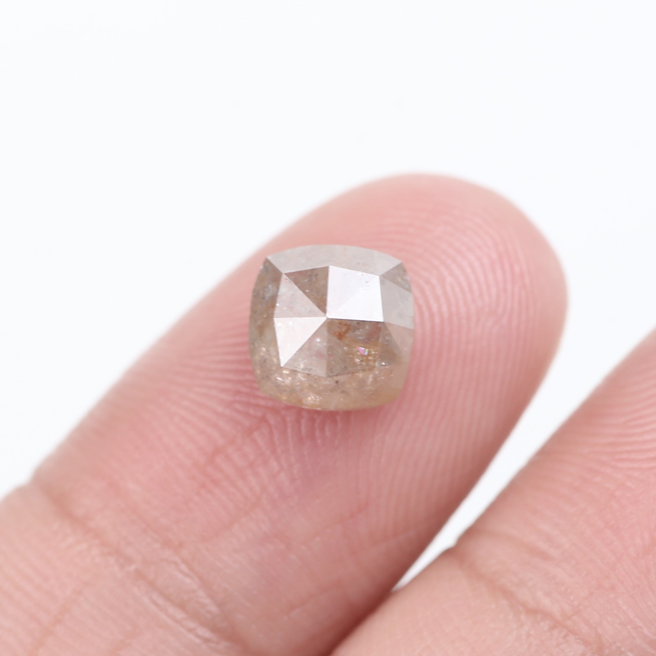 2.03 Carat Natural Cushion Rose cut Salt and Pepper Diamond 7 MM