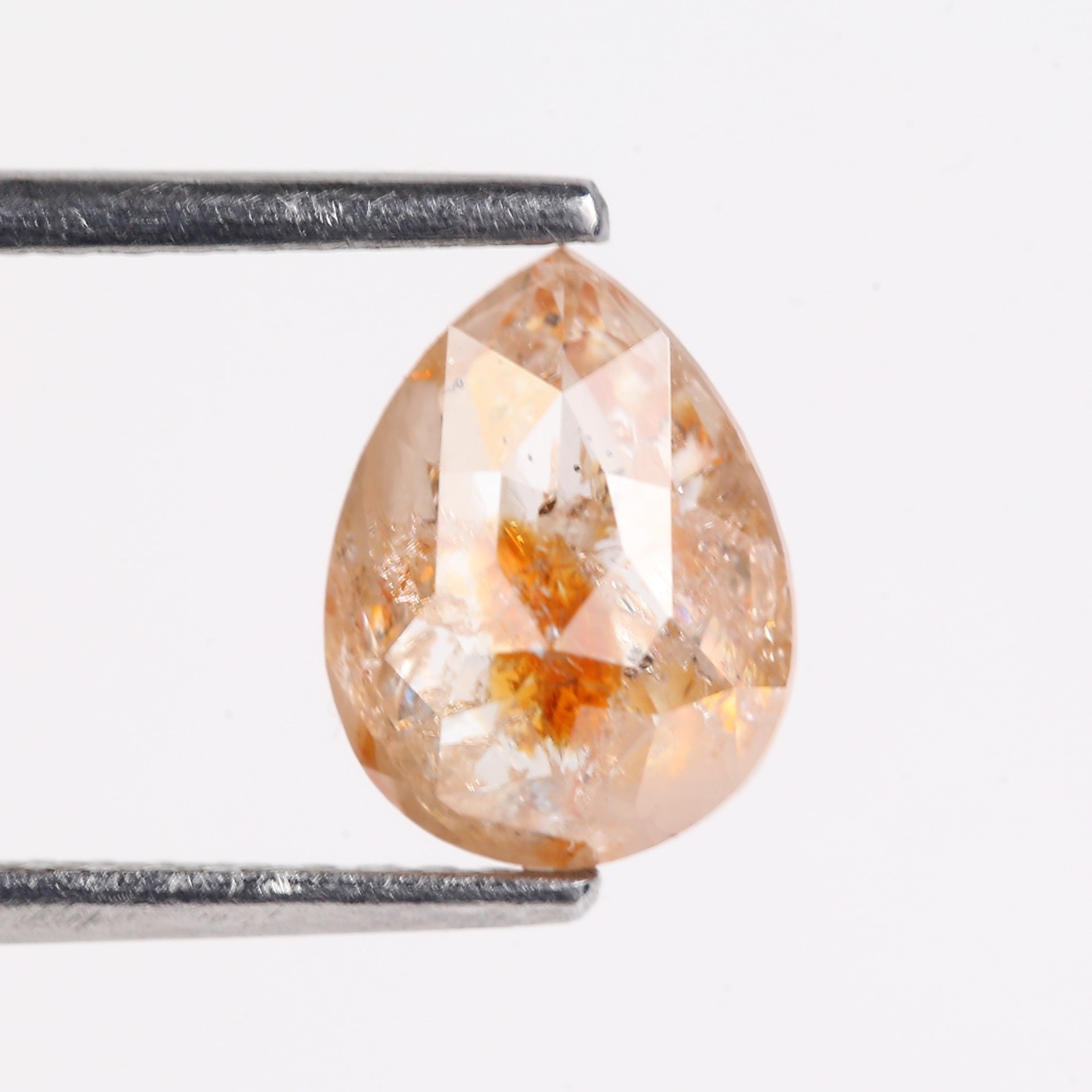 1.54 Carat Natural Orange Pear Cut Salt And Pepper Diamond 8.18 MM