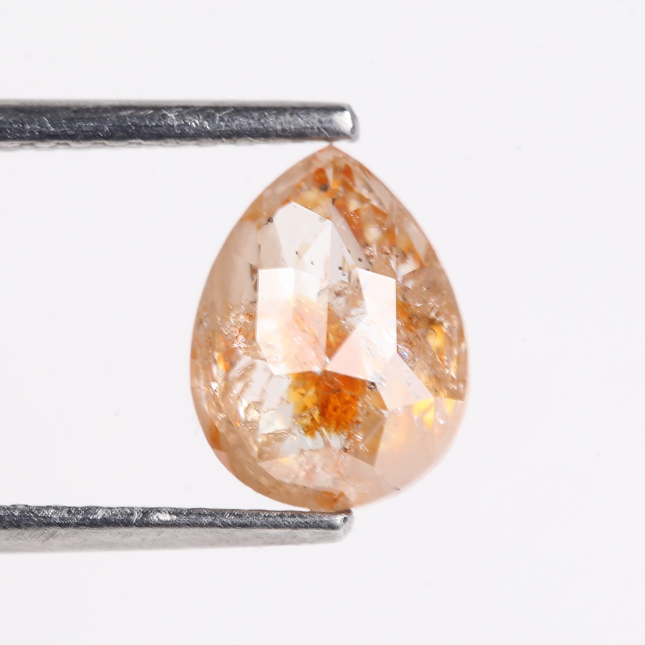 1.54 Carat Natural Orange Pear Cut Salt And Pepper Diamond 8.18 MM