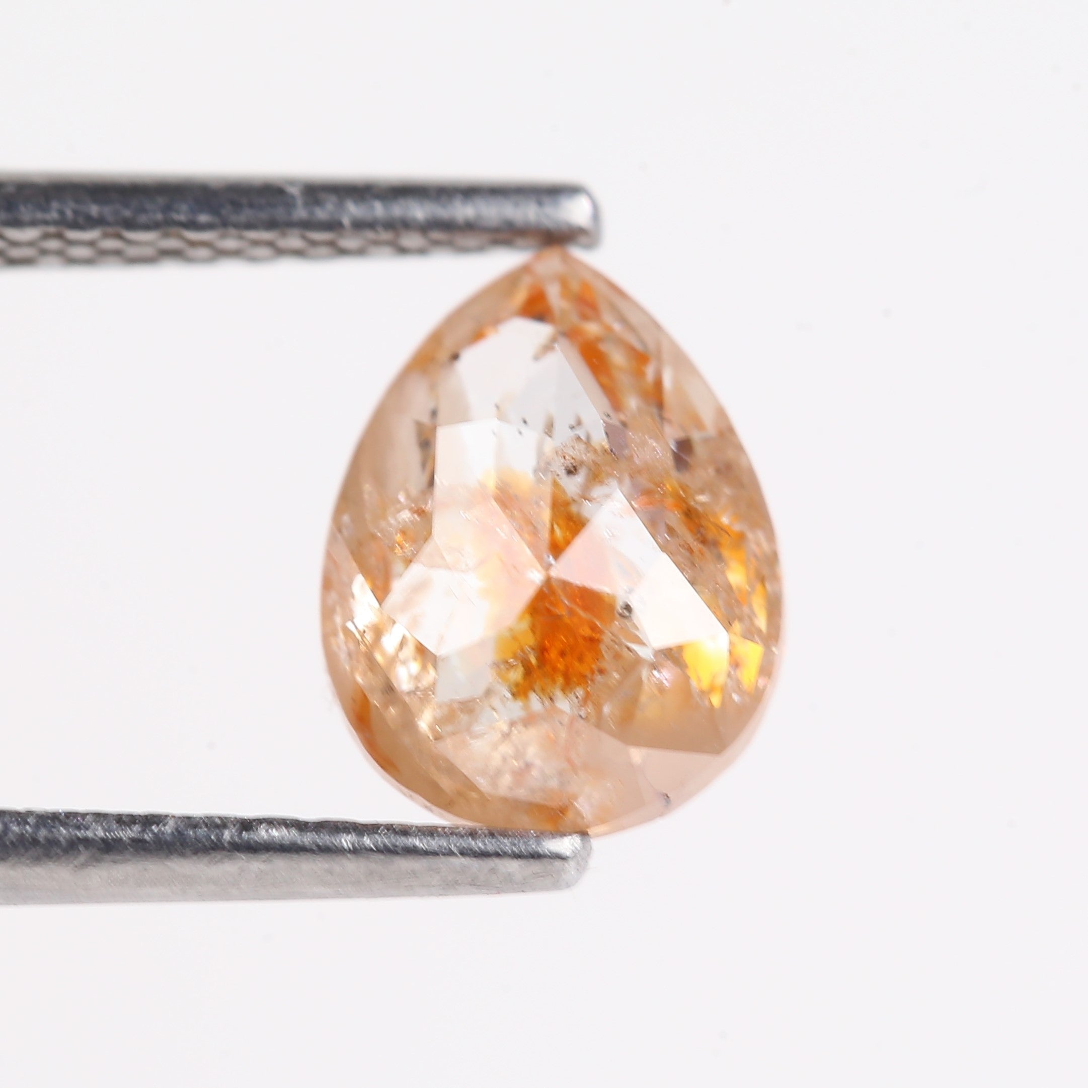 1.54 Carat Natural Orange Pear Cut Salt And Pepper Diamond 8.18 MM