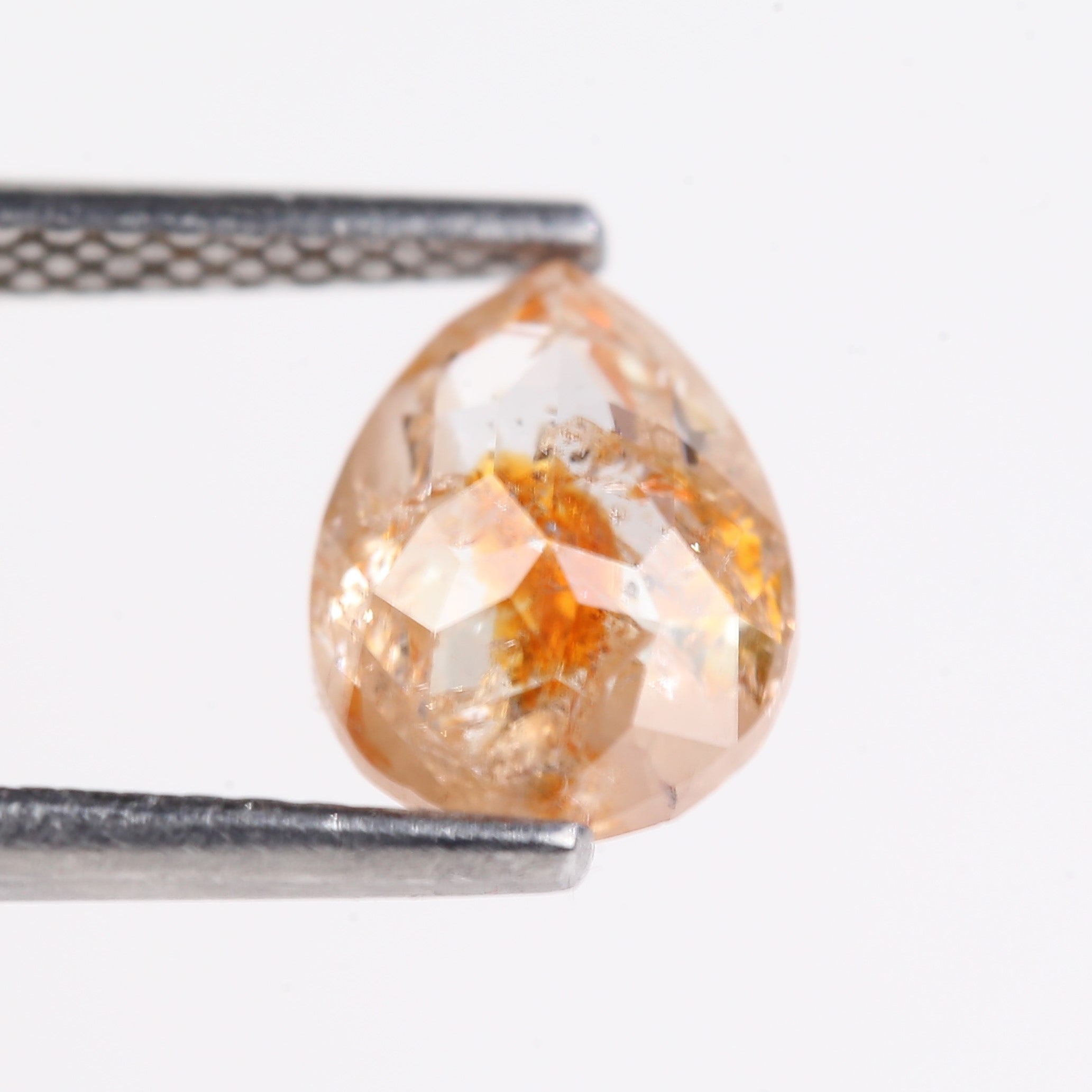 1.54 Carat Natural Orange Pear Cut Salt And Pepper Diamond 8.18 MM