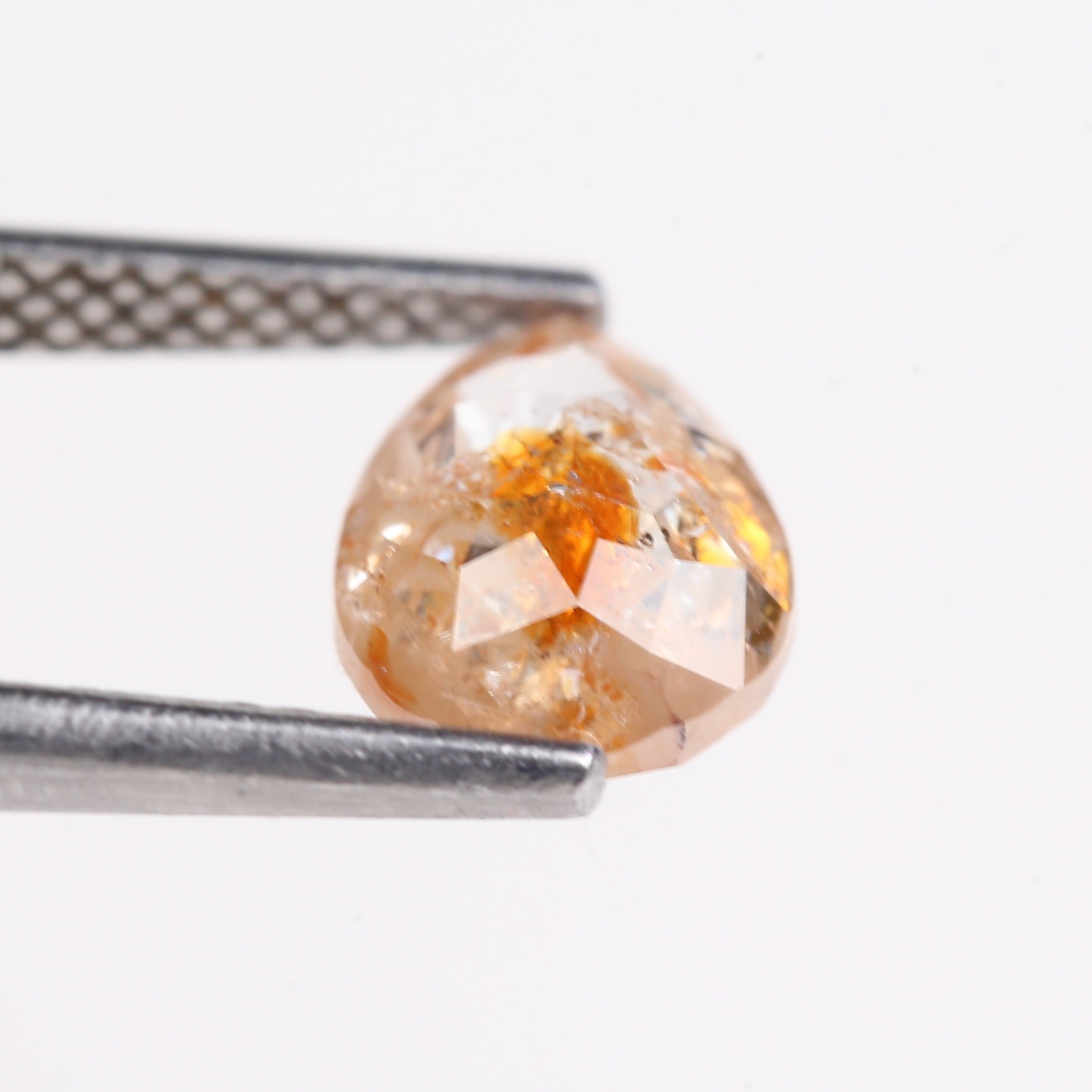 1.54 Carat Natural Orange Pear Cut Salt And Pepper Diamond 8.18 MM