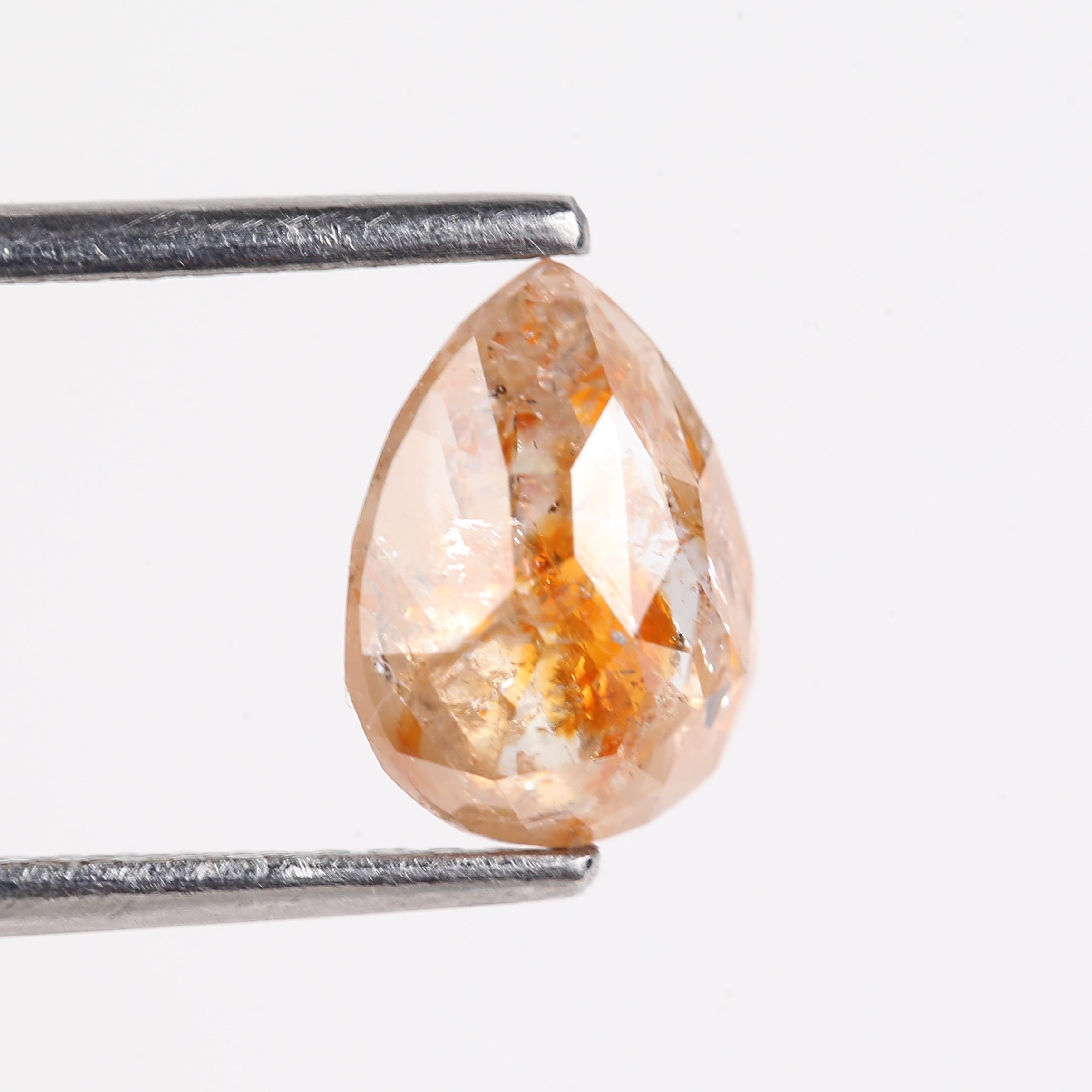 1.54 Carat Natural Orange Pear Cut Salt And Pepper Diamond 8.18 MM
