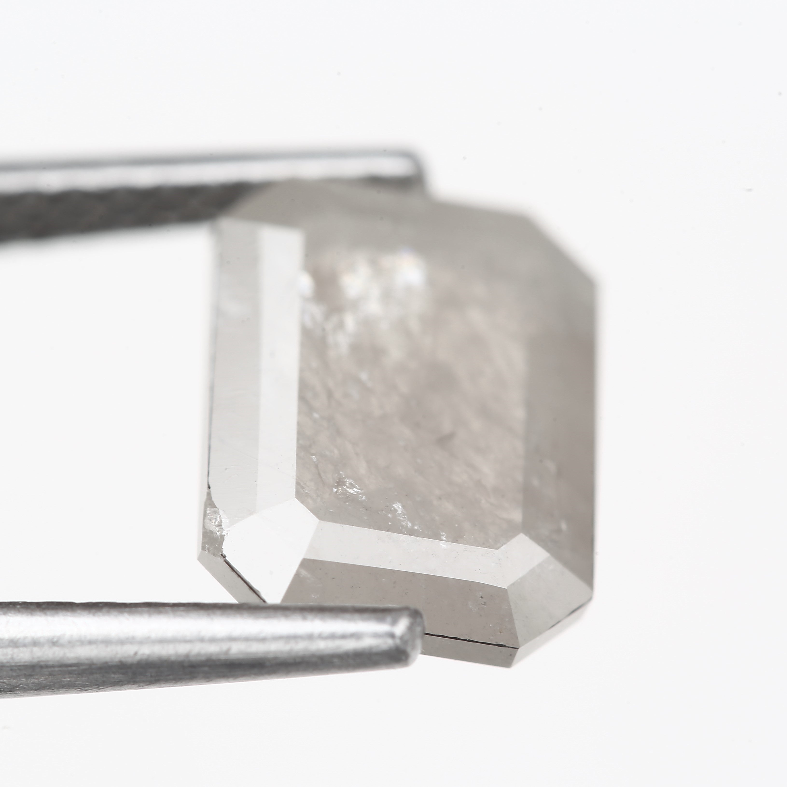 2.23 Carat 9.1 MM Natural Loose Gray Emerald Cut Salt Pepper Diamond - Blackdiamond