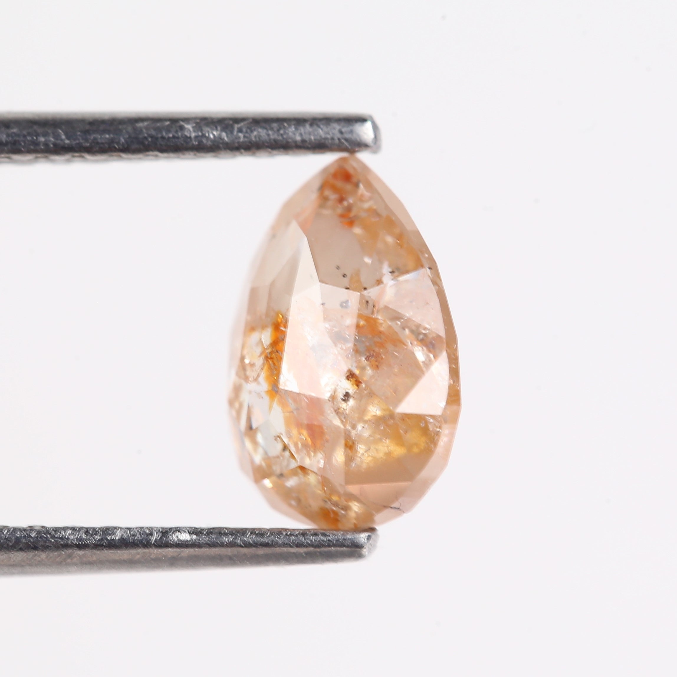 1.54 Carat Natural Orange Pear Cut Salt And Pepper Diamond 8.18 MM