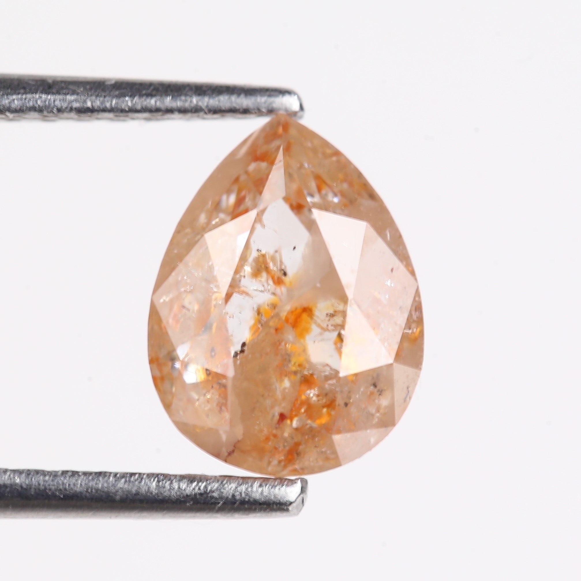 1.54 Carat Natural Orange Pear Cut Salt And Pepper Diamond 8.18 MM