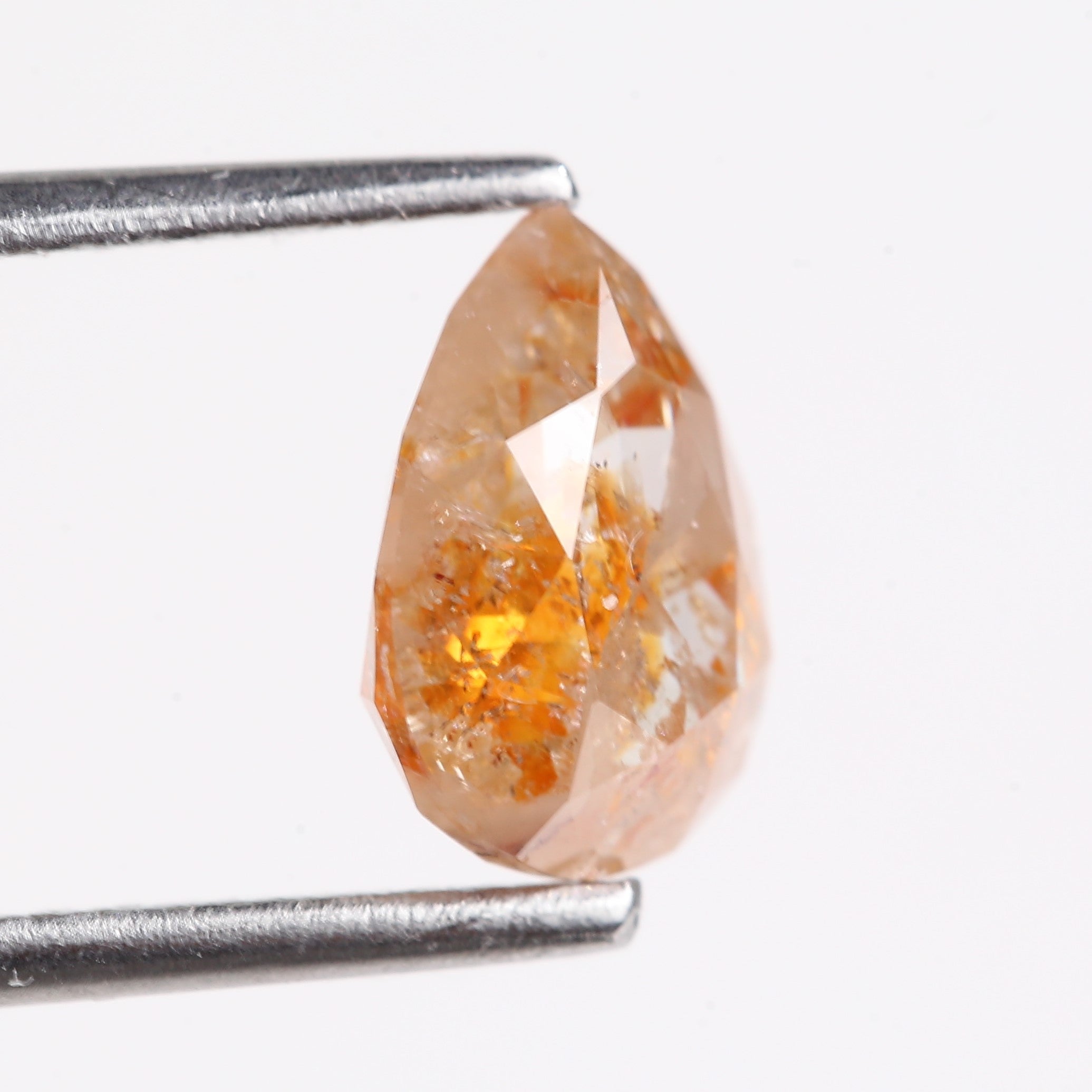 1.54 Carat Natural Orange Pear Cut Salt And Pepper Diamond 8.18 MM