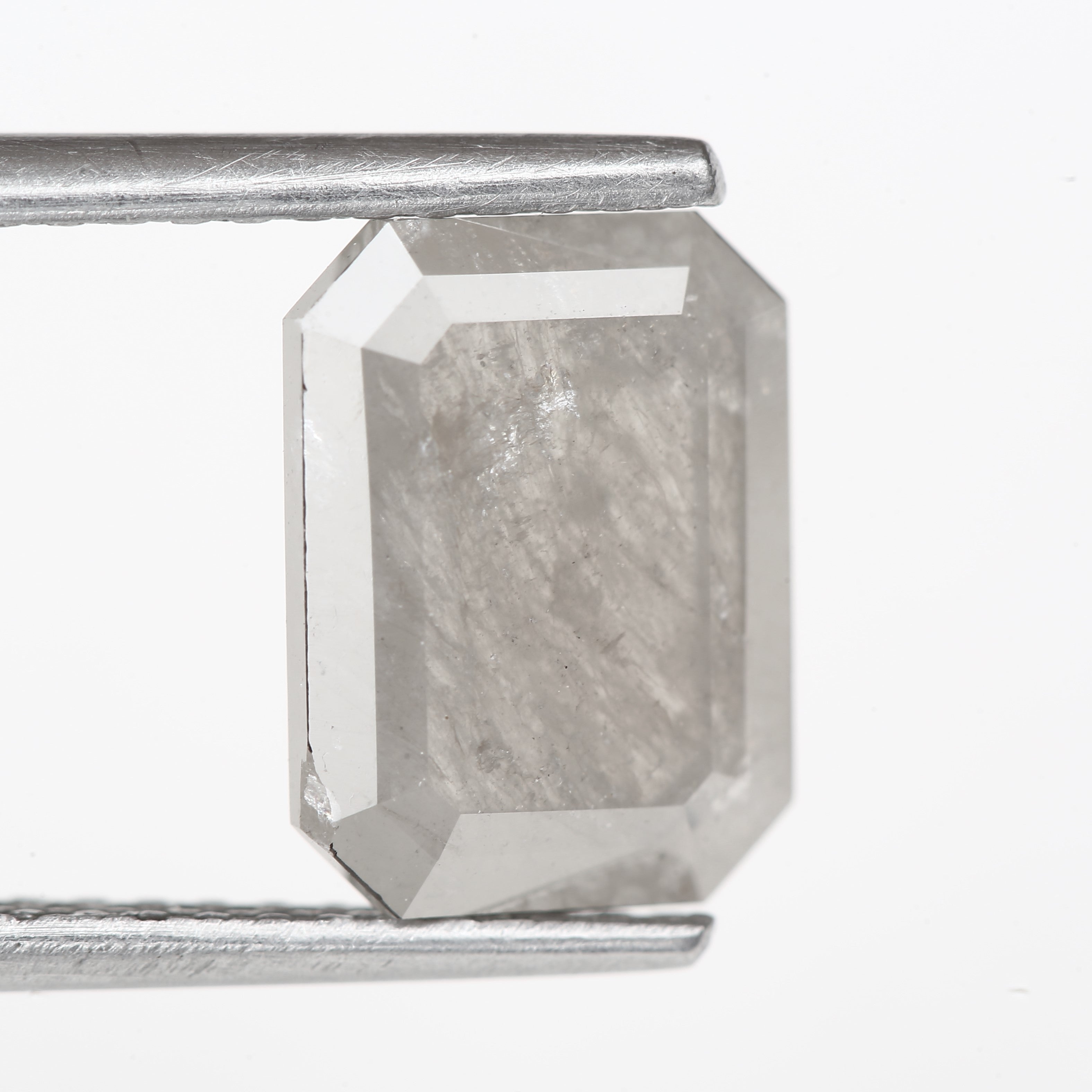2.23 Carat 9.1 MM Natural Loose Gray Emerald Cut Salt Pepper Diamond - Blackdiamond