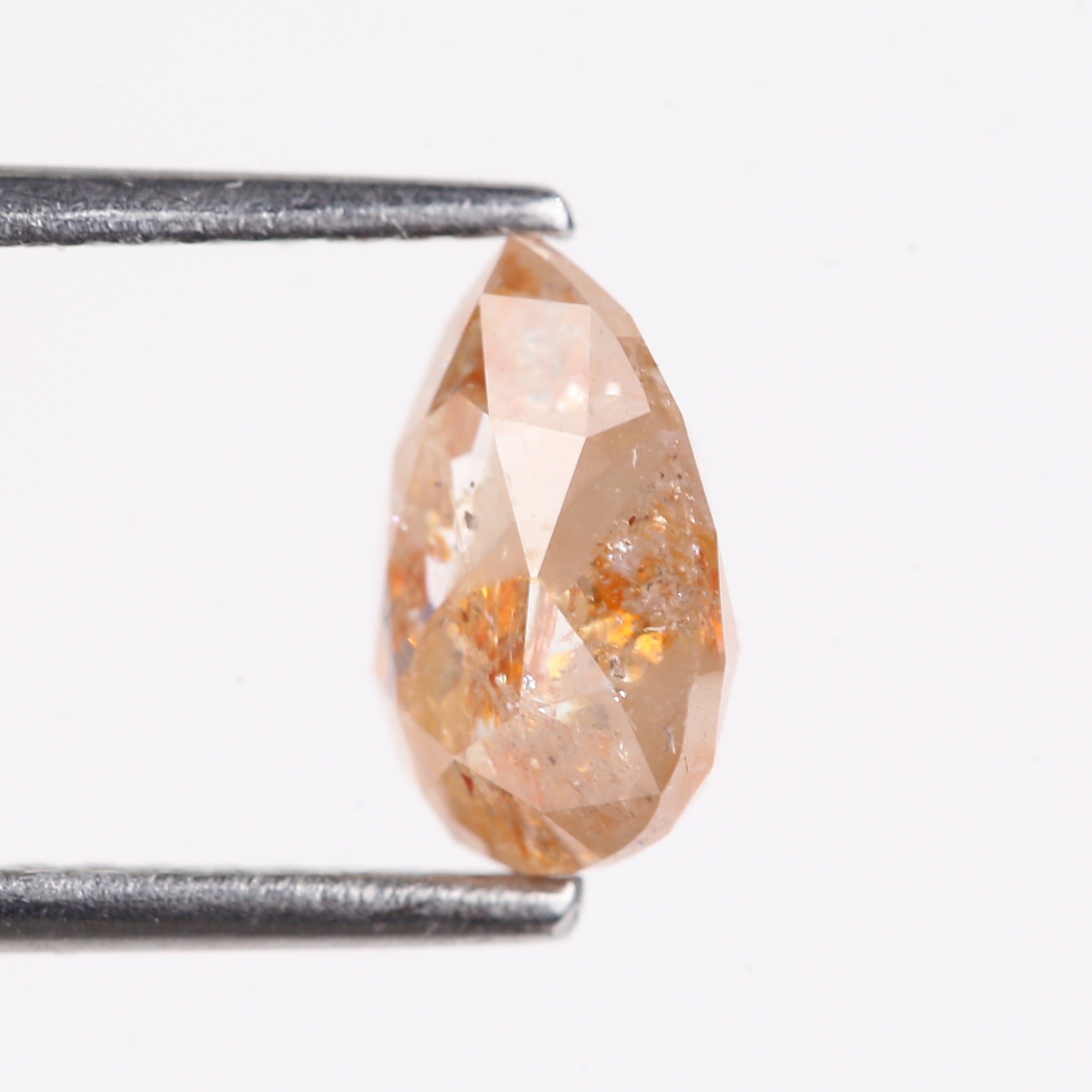 1.54 Carat Natural Orange Pear Cut Salt And Pepper Diamond 8.18 MM