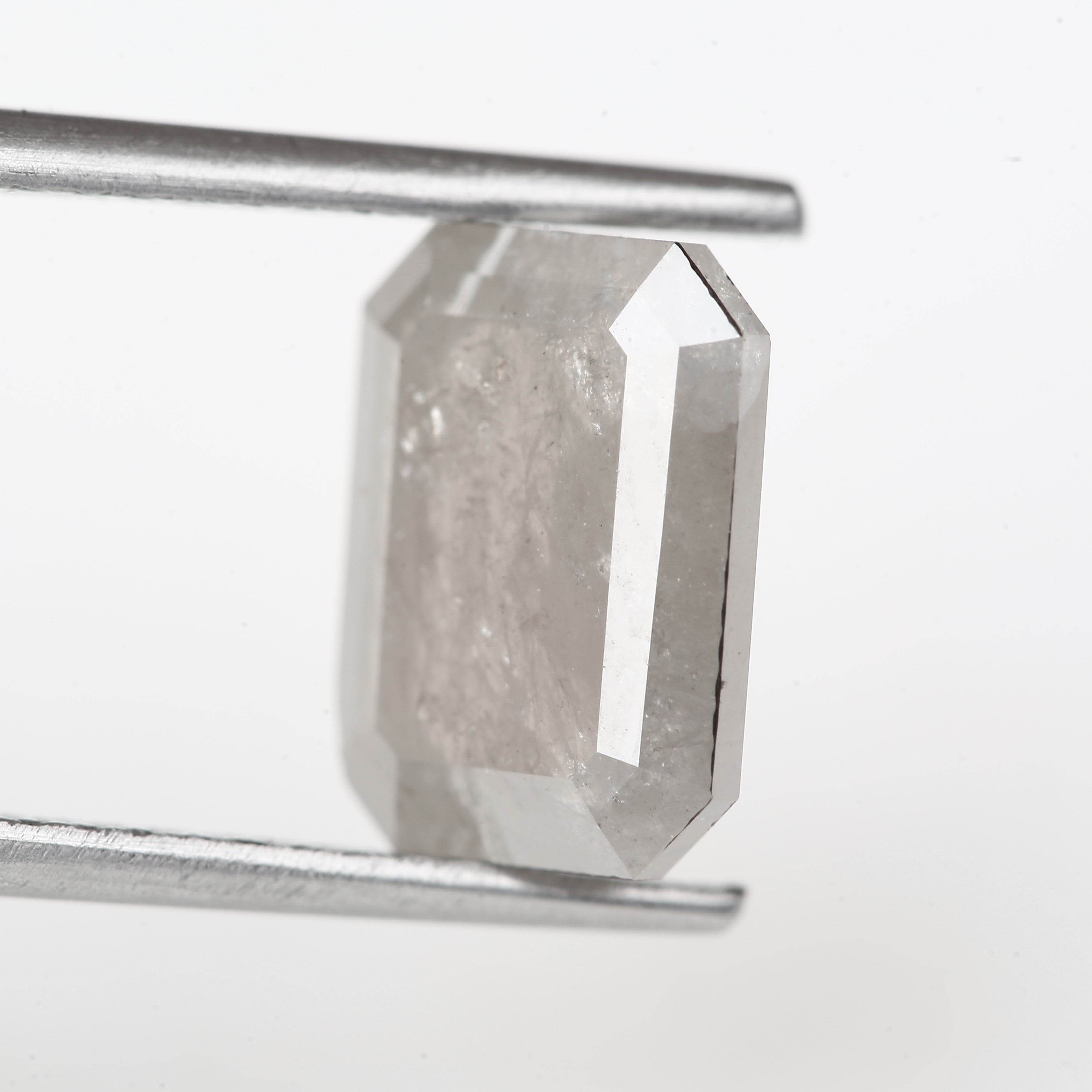2.23 Carat 9.1 MM Natural Loose Gray Emerald Cut Salt Pepper Diamond - Blackdiamond