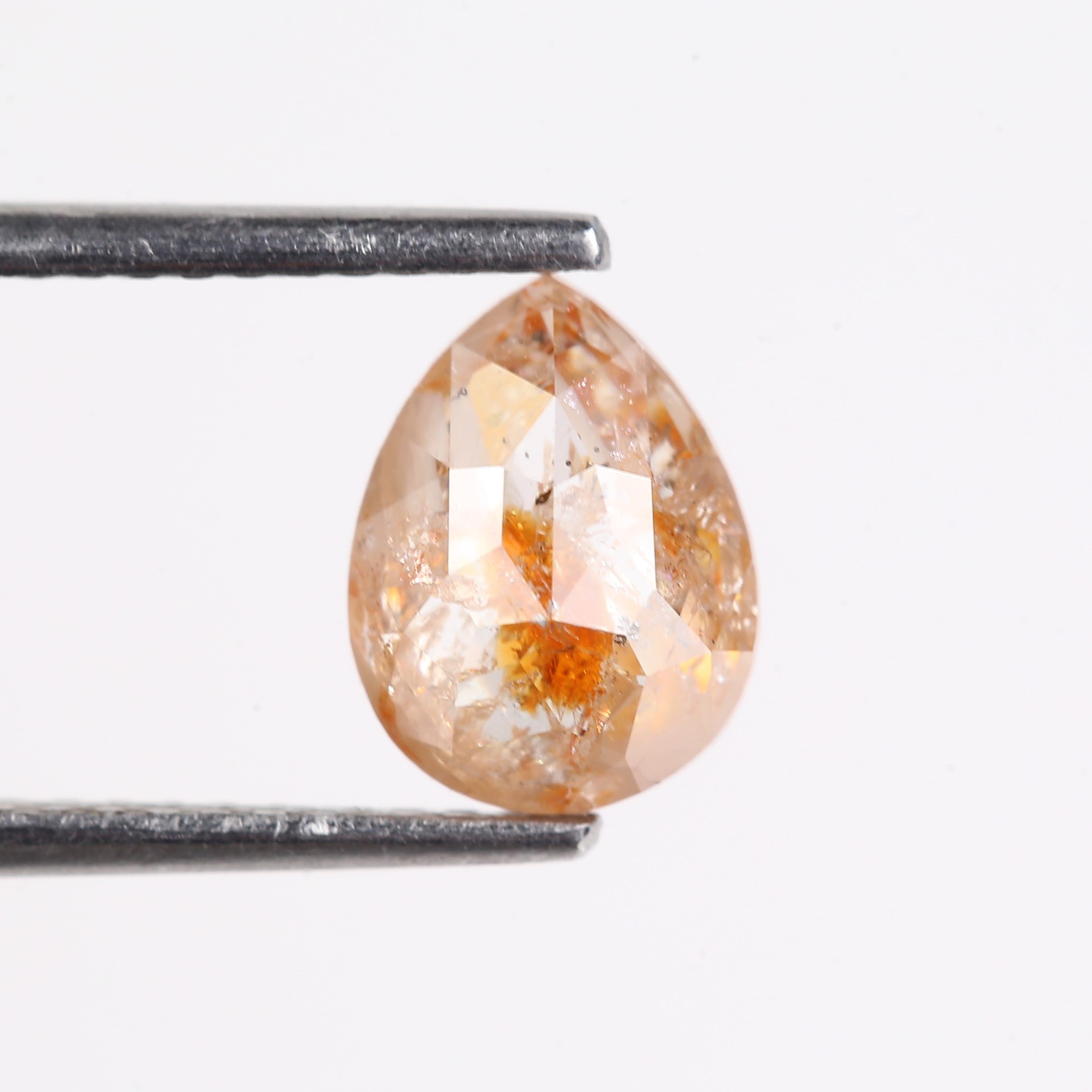1.54 Carat Natural Orange Pear Cut Salt And Pepper Diamond 8.18 MM