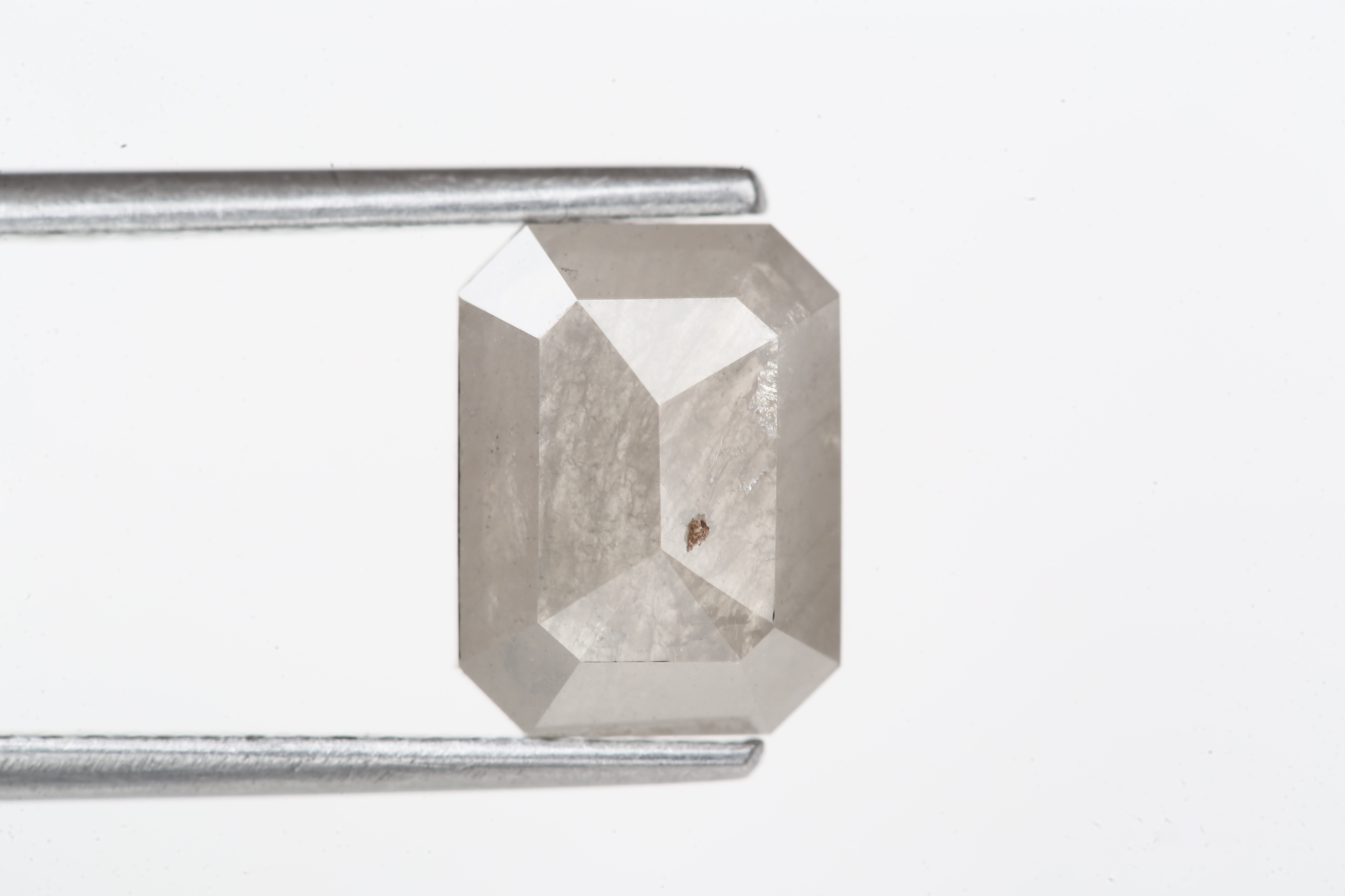 2.23 Carat 9.1 MM Natural Loose Gray Emerald Cut Salt Pepper Diamond - Blackdiamond