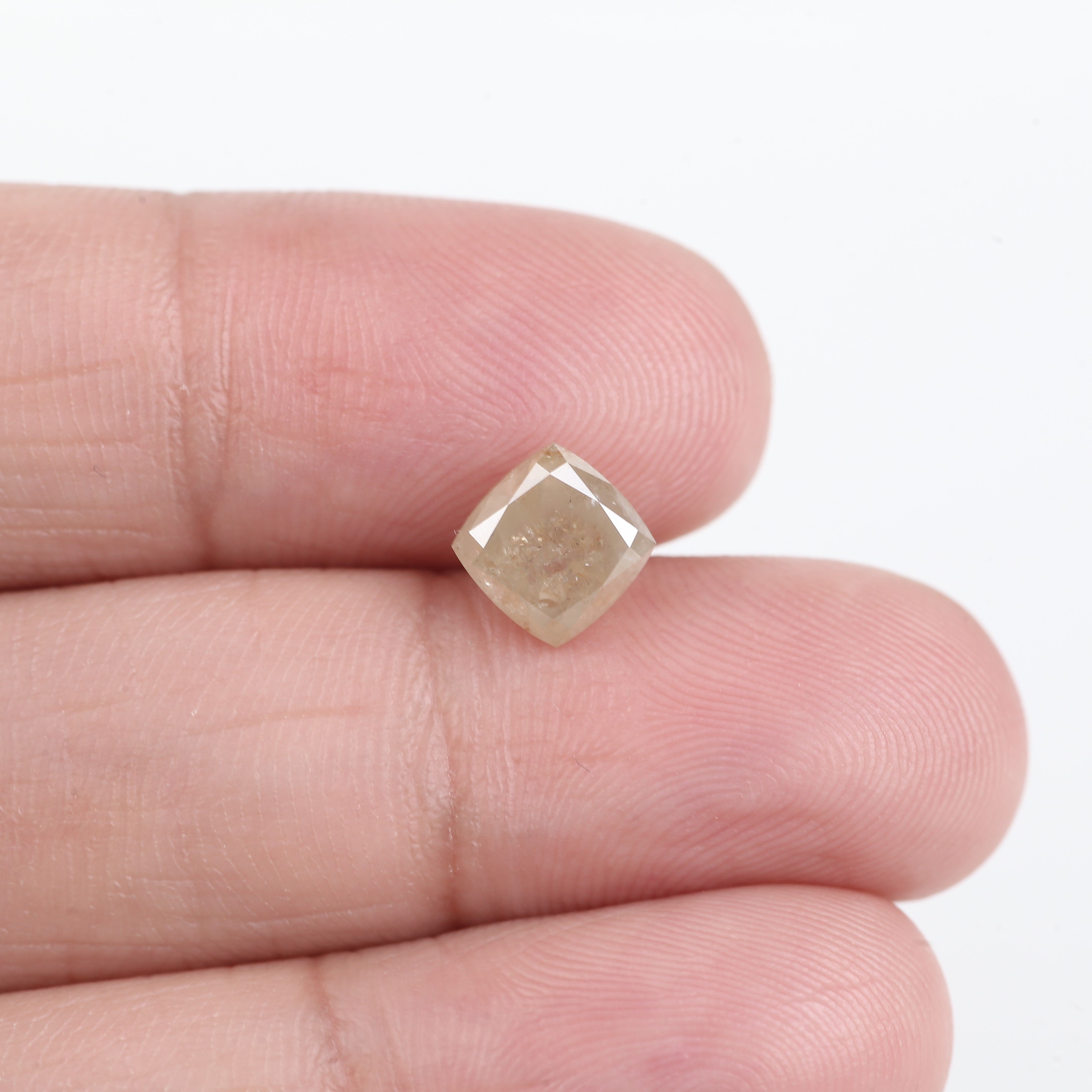 1.78 Carat Double Cut Cushion Salt and Pepper Diamond 6.45 MM