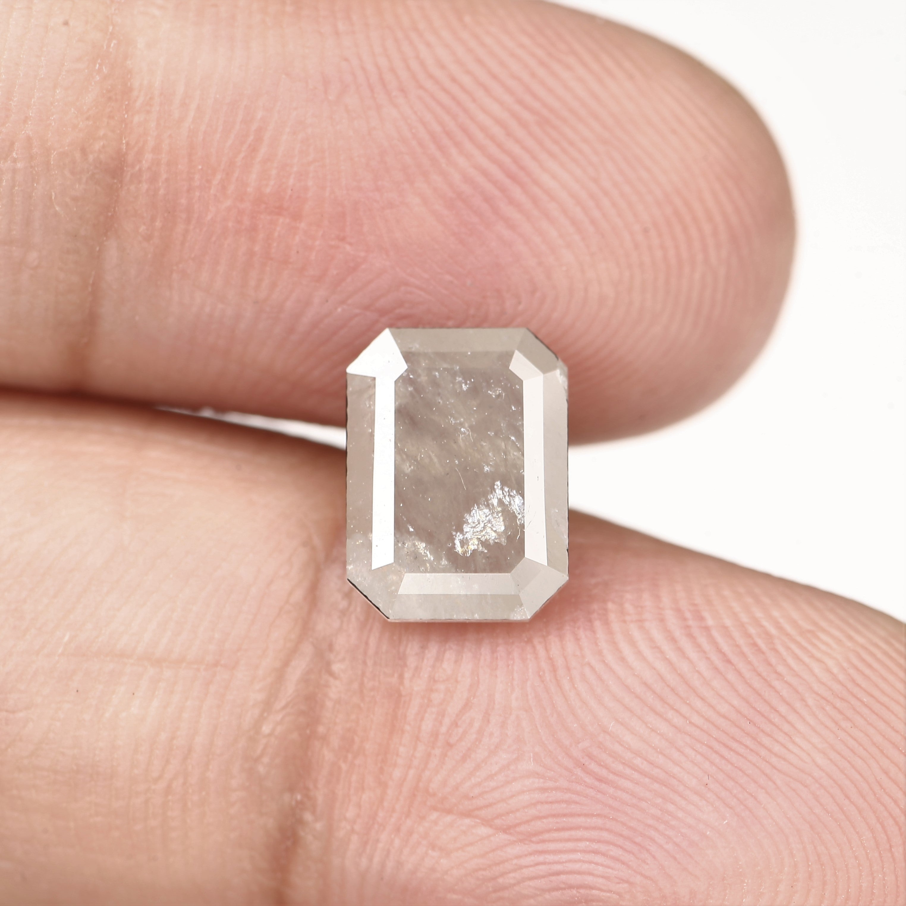 2.23 Carat 9.1 MM Natural Loose Gray Emerald Cut Salt Pepper Diamond - Blackdiamond