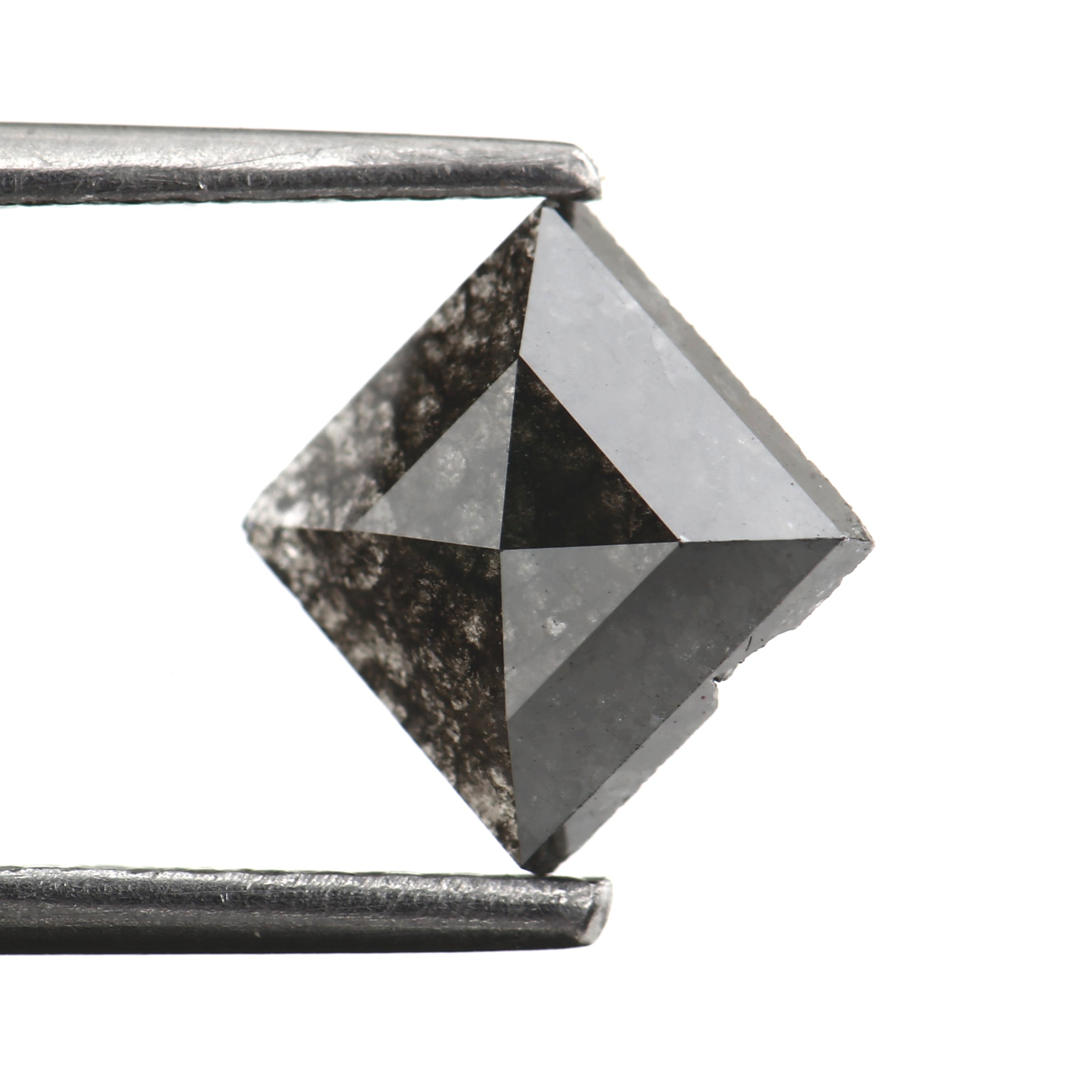 0.98ct 5.90 MM Natural Fancy Black Square Cut Salt and Pepper Diamond - Blackdiamond