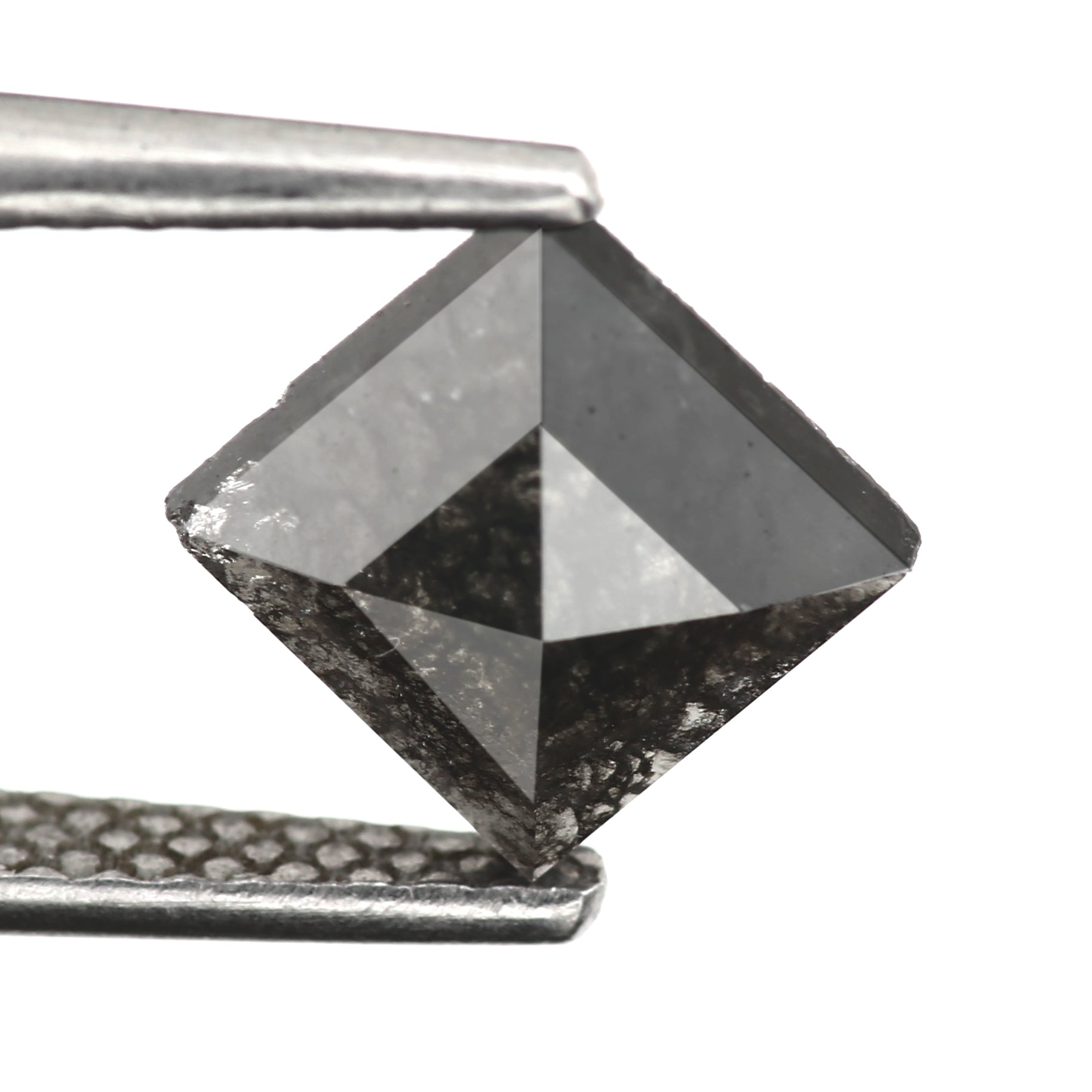 0.98ct 5.90 MM Natural Fancy Black Square Cut Salt and Pepper Diamond - Blackdiamond