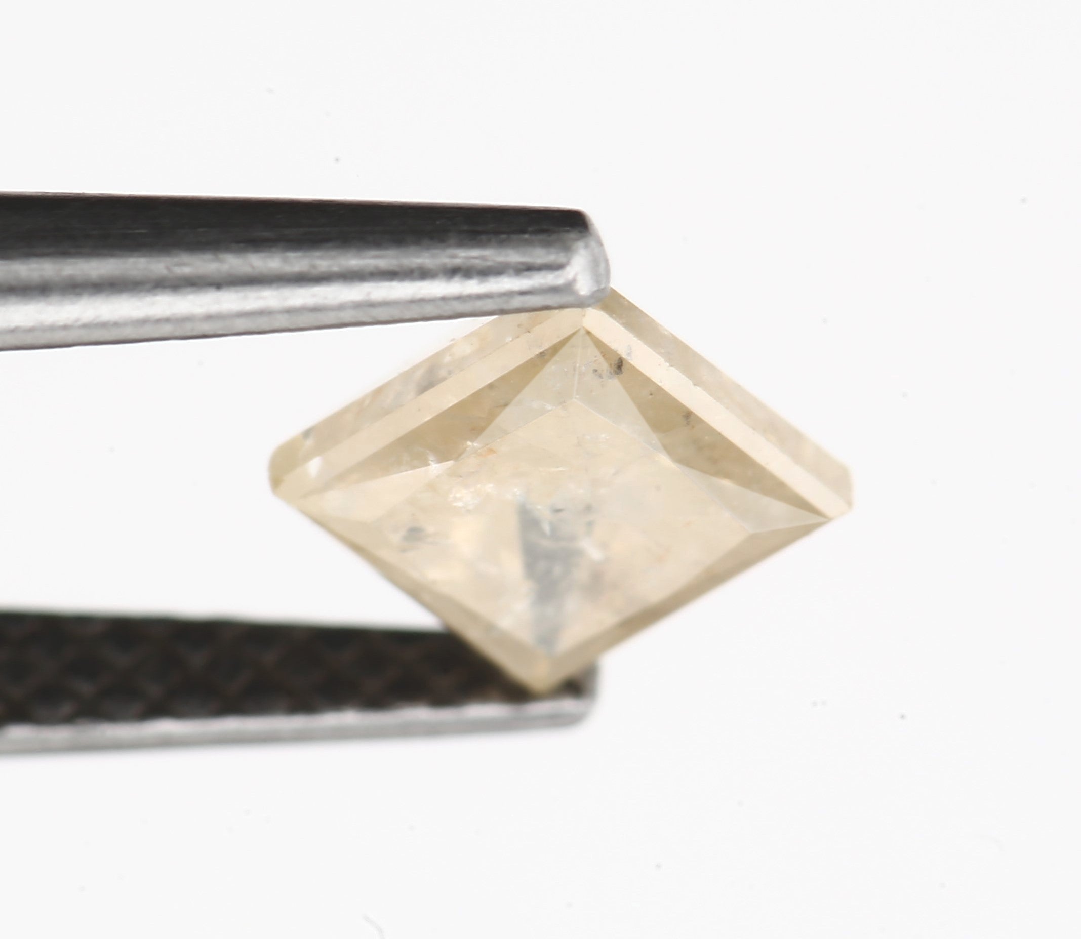 0.70 Carat 4.60 MM Peach Hue Salt and Pepper Princess Cut Diamond - Blackdiamond