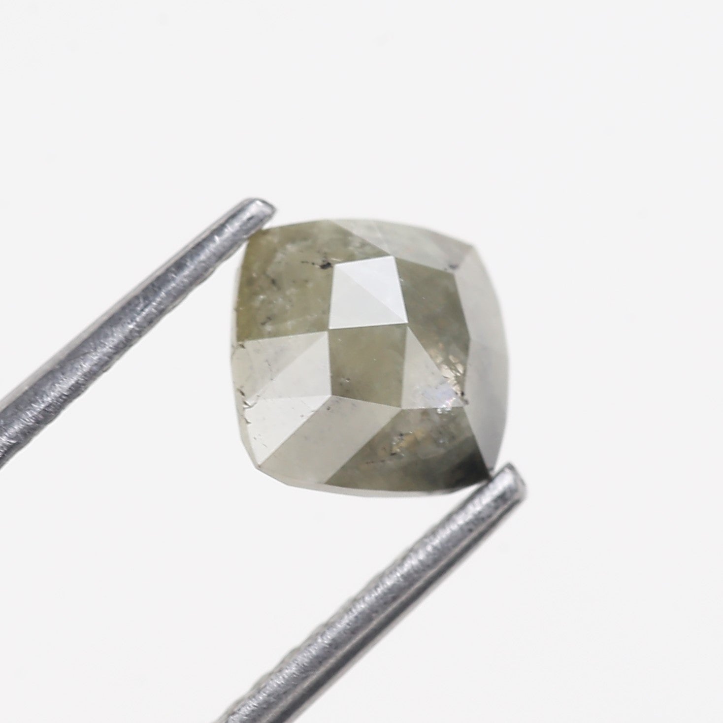 1.27 Carat Green Gray Cushion Rose cut Salt and Pepper Diamond 6 MM