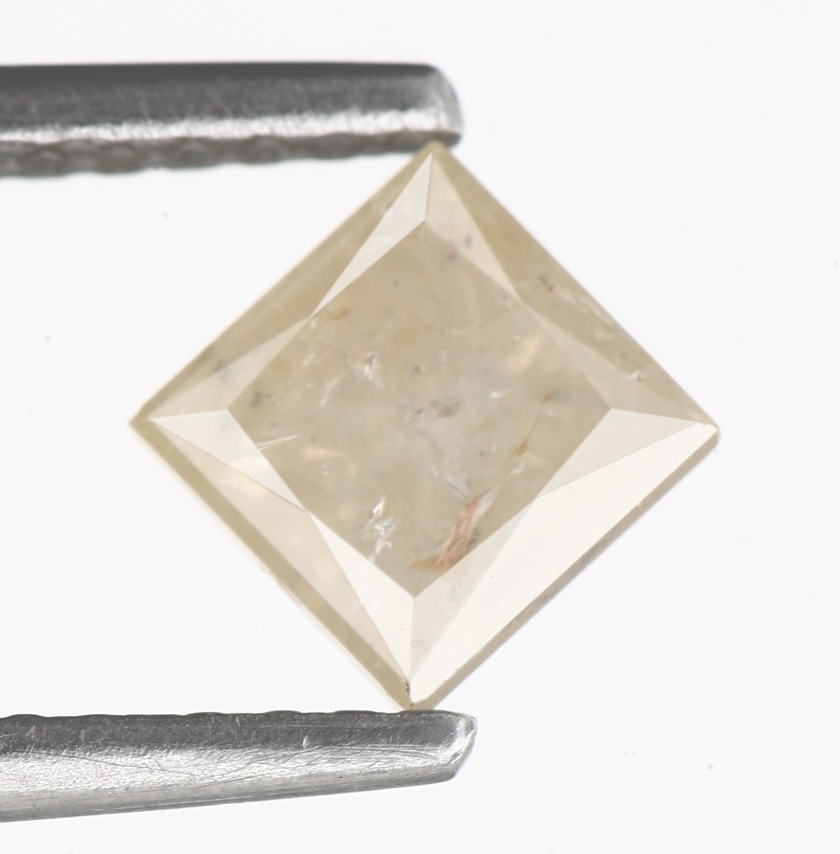 0.70 Carat 4.60 MM Peach Hue Salt and Pepper Princess Cut Diamond - Blackdiamond
