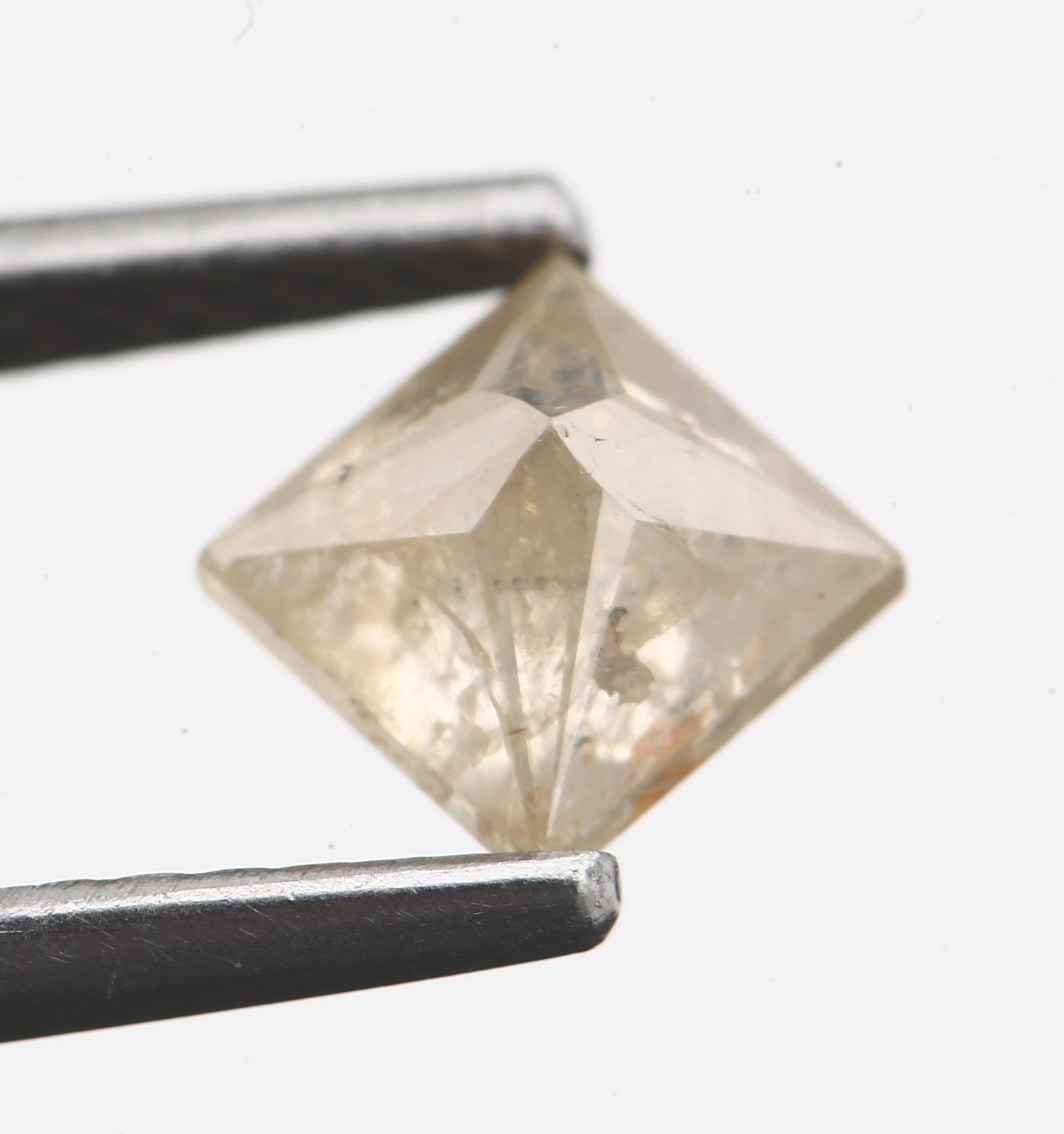 0.70 Carat 4.60 MM Peach Hue Salt and Pepper Princess Cut Diamond - Blackdiamond