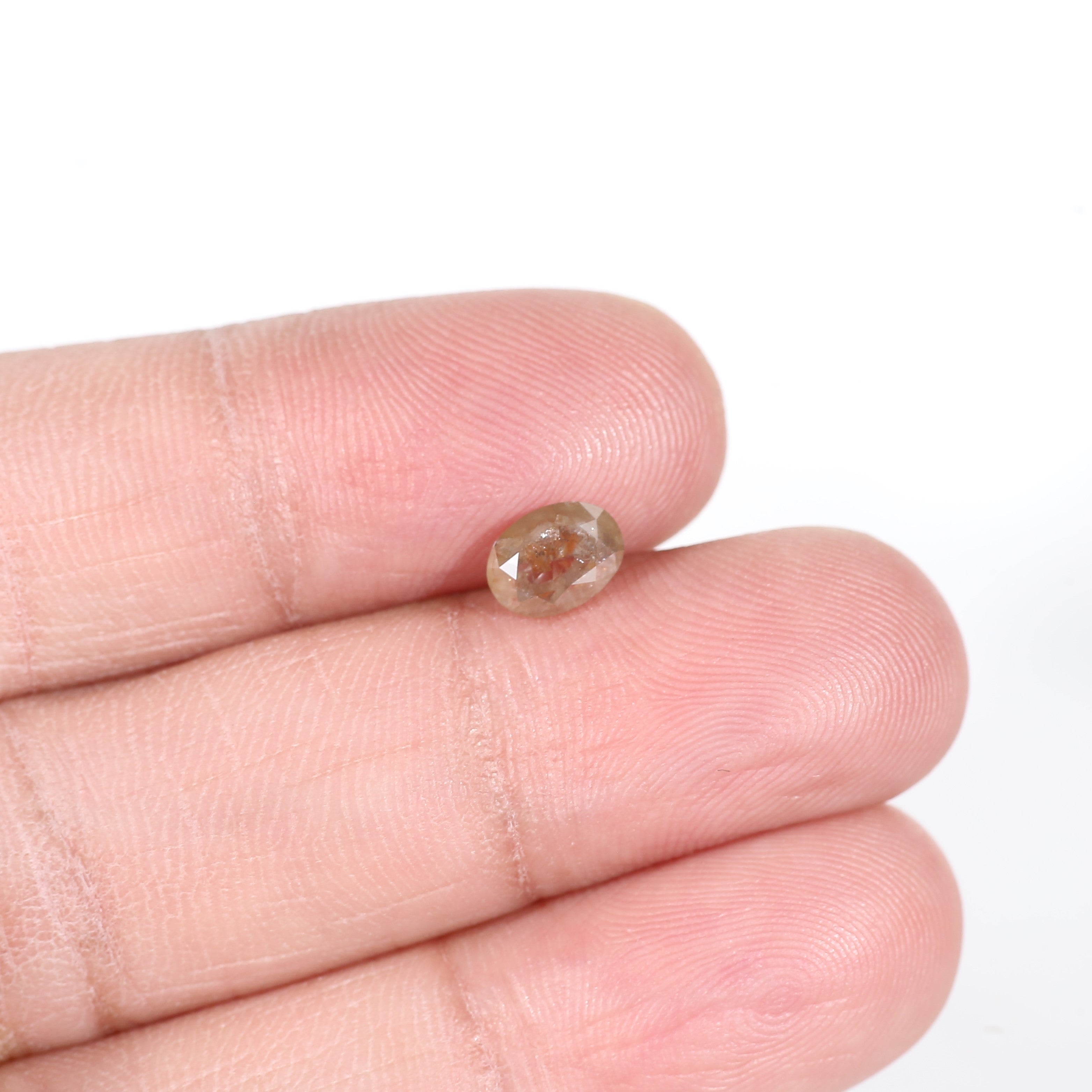 1 Carat Orange Oval Salt and Pepper Diamond 6.7 MM