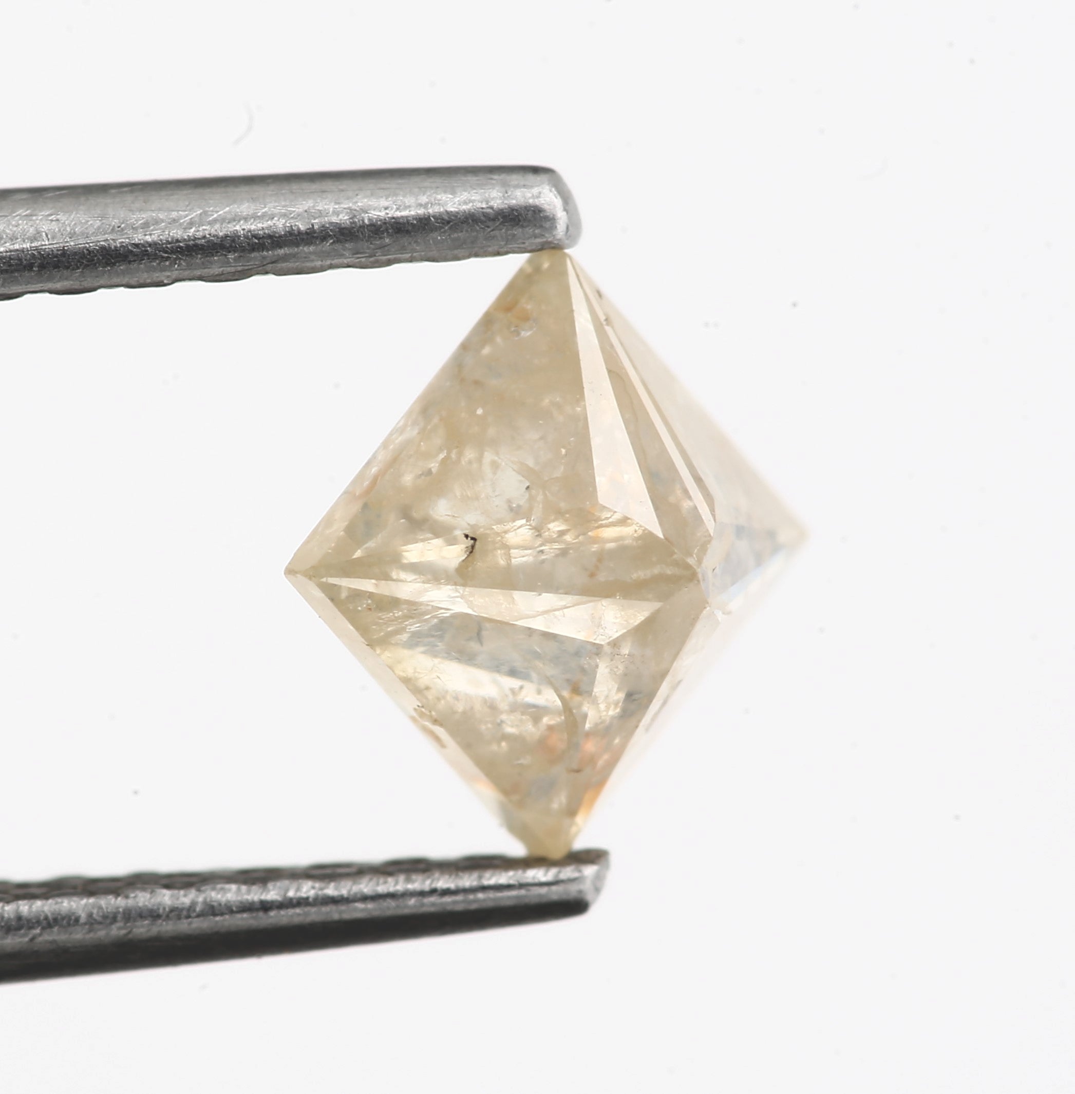 0.70 Carat 4.60 MM Peach Hue Salt and Pepper Princess Cut Diamond - Blackdiamond