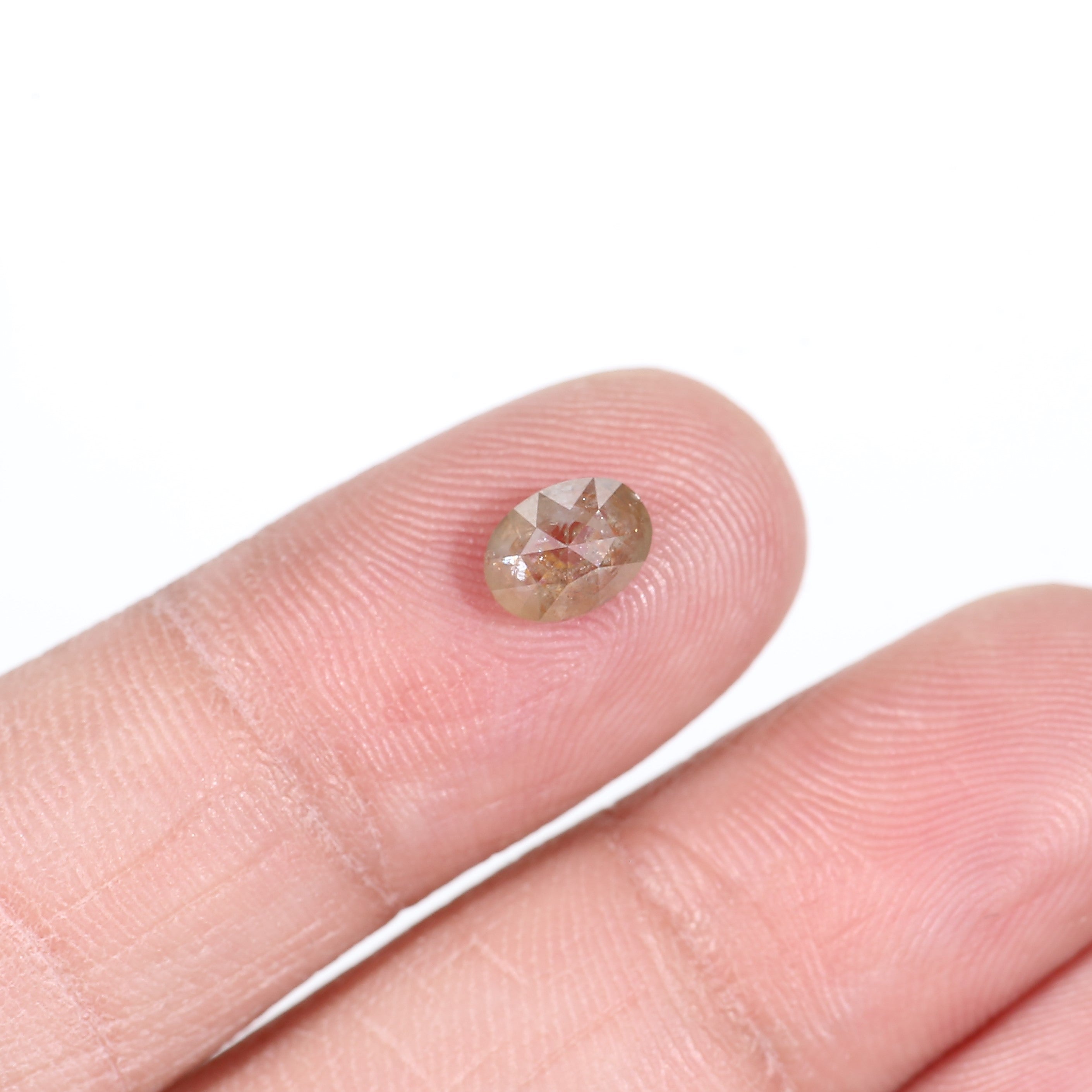 1 Carat Orange Oval Salt and Pepper Diamond 6.7 MM