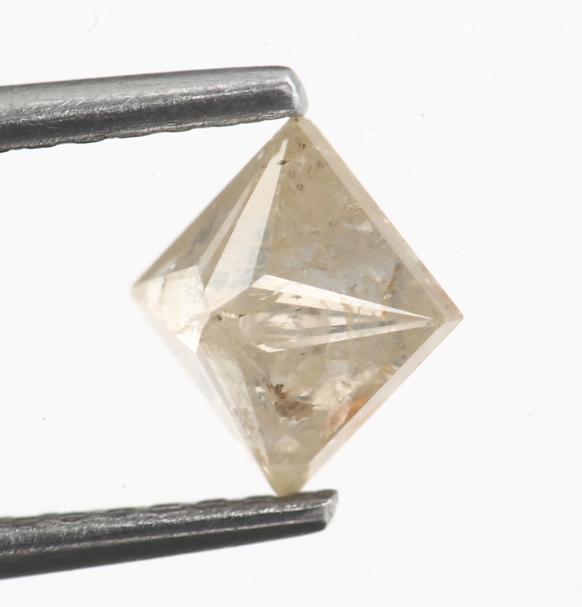 0.70 Carat 4.60 MM Peach Hue Salt and Pepper Princess Cut Diamond - Blackdiamond