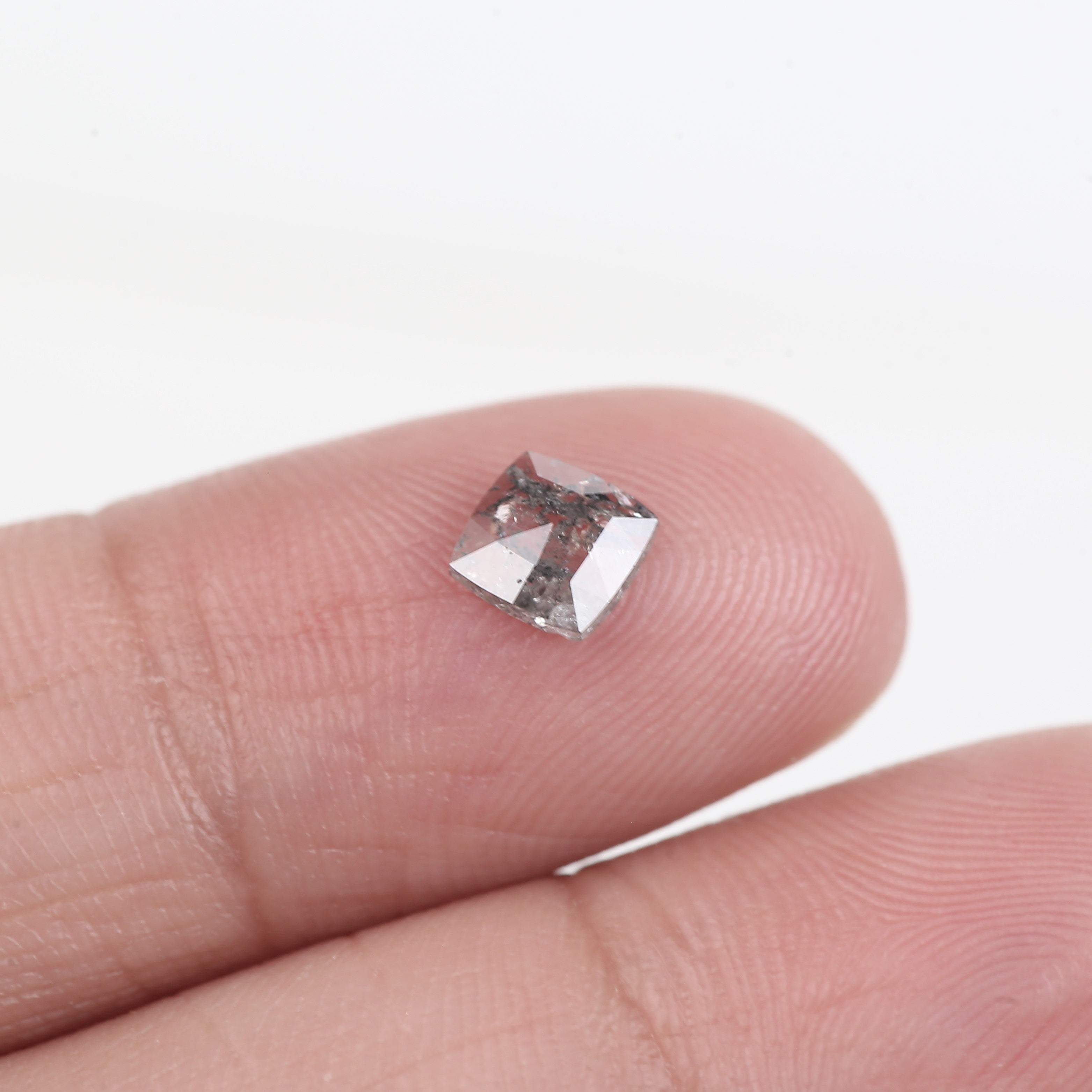 0.41 Carat Real Cushion Cut Salt and Pepper Diamond 5.13 MM