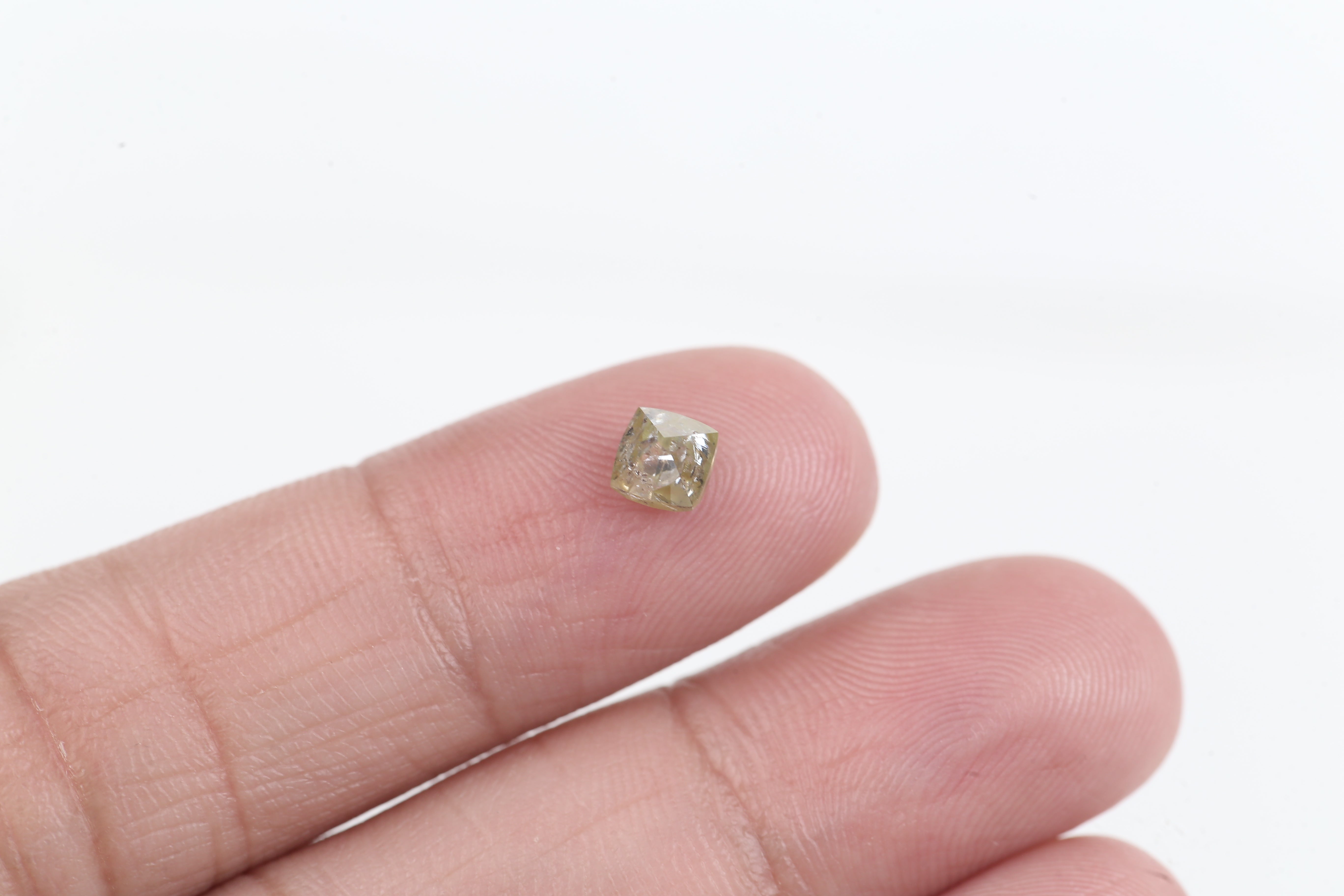 0.75 Carat Cushion Cut Natural Yellow Salt And Pepper Diamond 4.48 MM