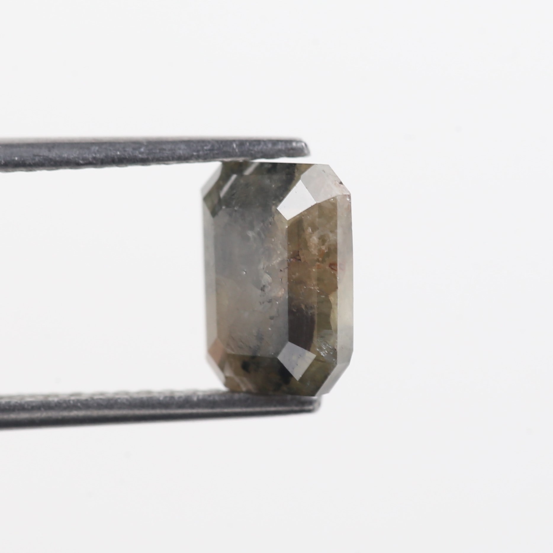 2.25 Carat Olive Black Emerald Cut Salt And Pepper Natural Diamond 8 MM