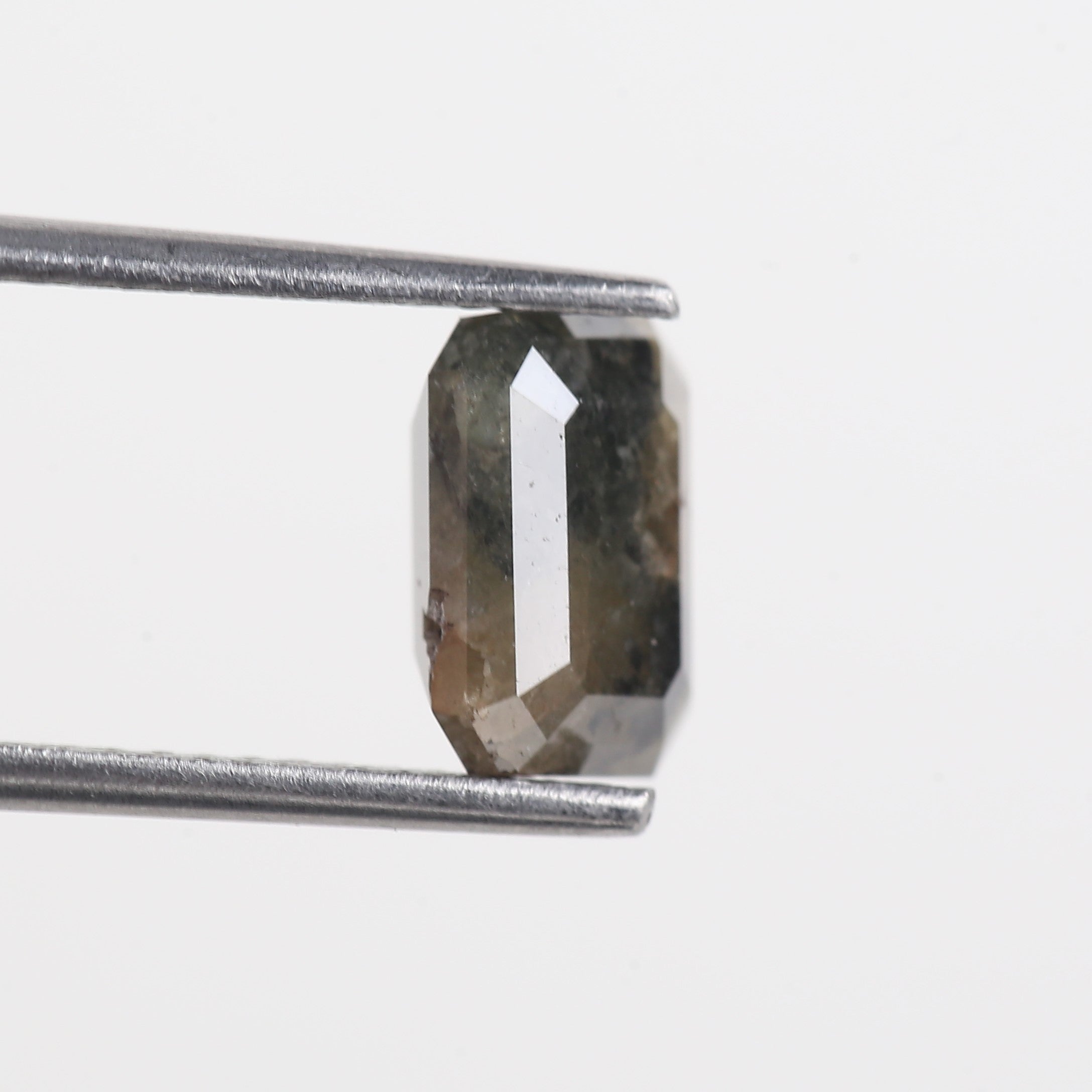 2.25 Carat Olive Black Emerald Cut Salt And Pepper Natural Diamond 8 MM