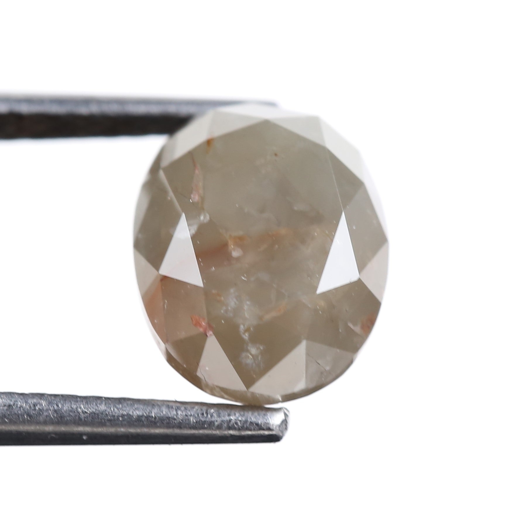 2.98 Carat Natural Smoky Gray Oval Cut Salt Pepper Diamond 9.15 MM