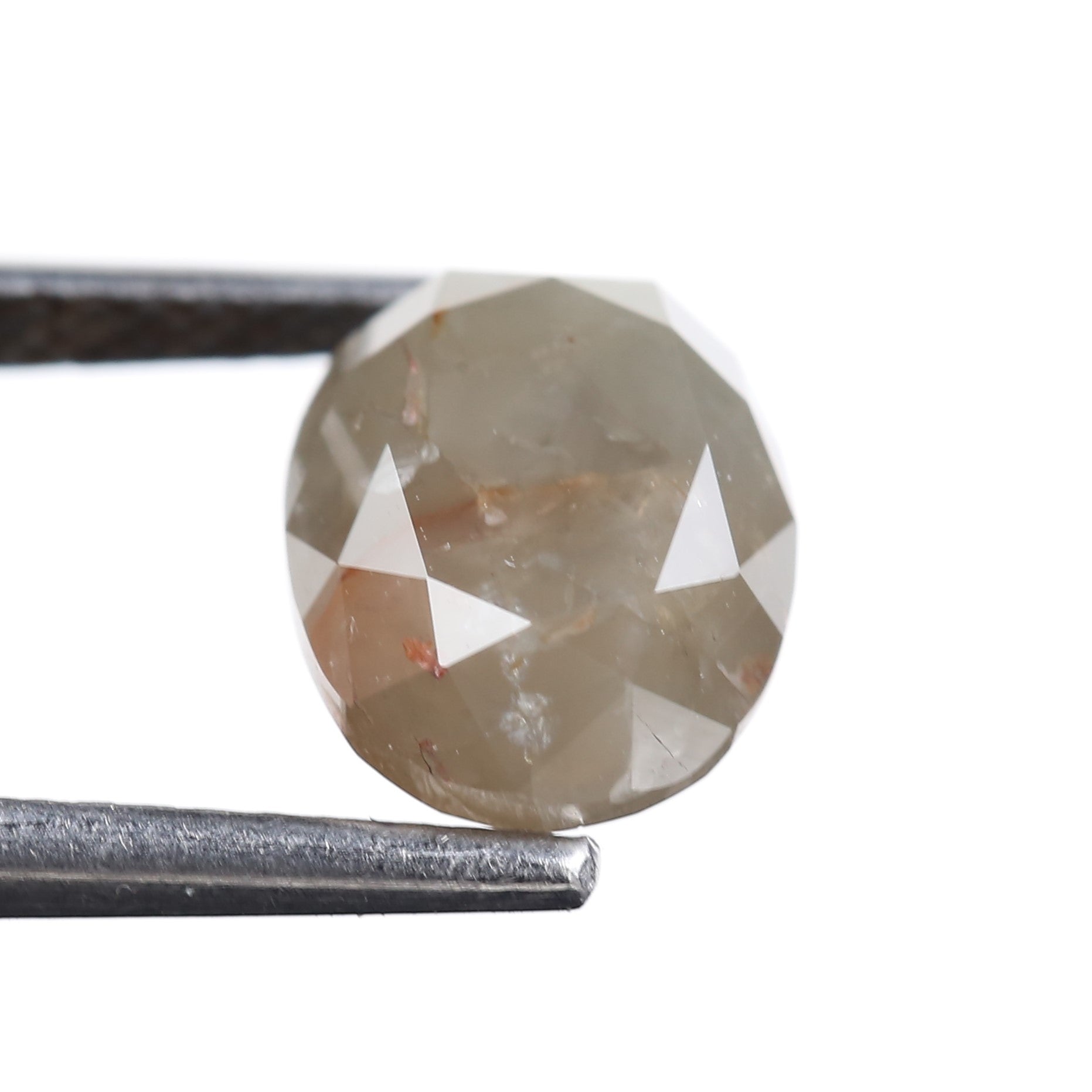 2.98 Carat Natural Smoky Gray Oval Cut Salt Pepper Diamond 9.15 MM