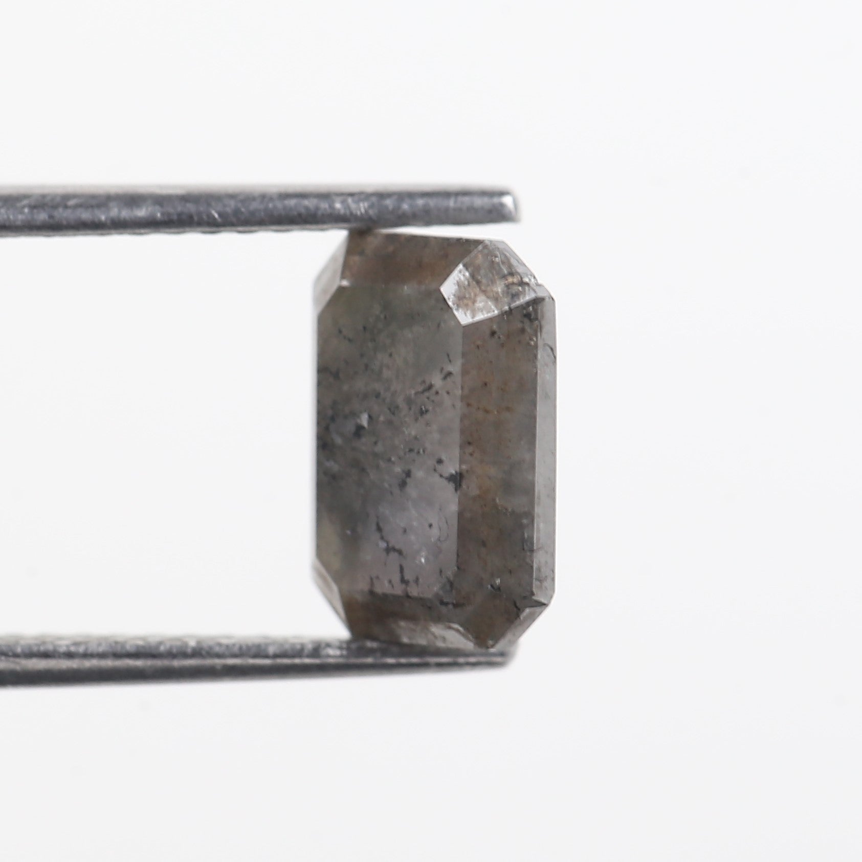 2.52 Carat Grey Emerald Cut Natural Salt And Pepper Diamond 9.18 MM