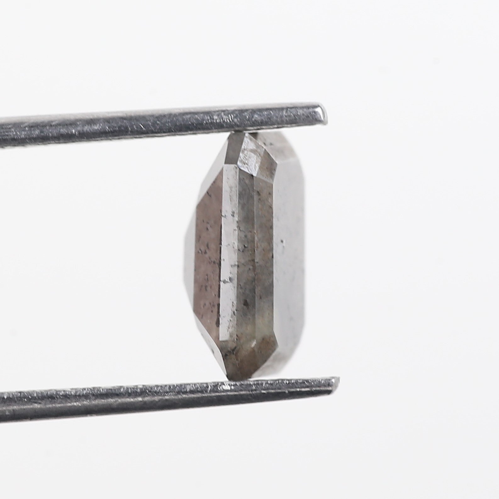 2.52 Carat Grey Emerald Cut Natural Salt And Pepper Diamond 9.18 MM