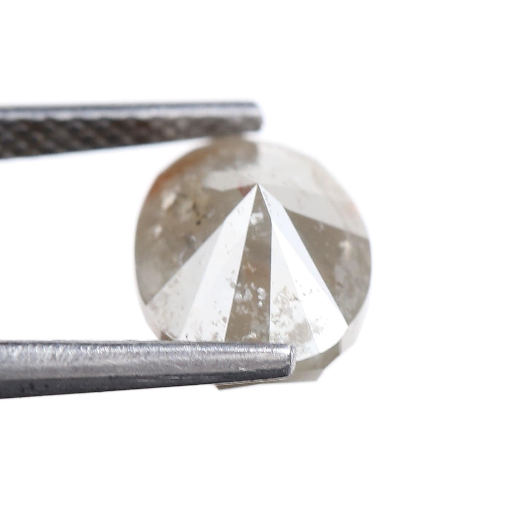 2.98 Carat Natural Smoky Gray Oval Cut Salt Pepper Diamond 9.15 MM