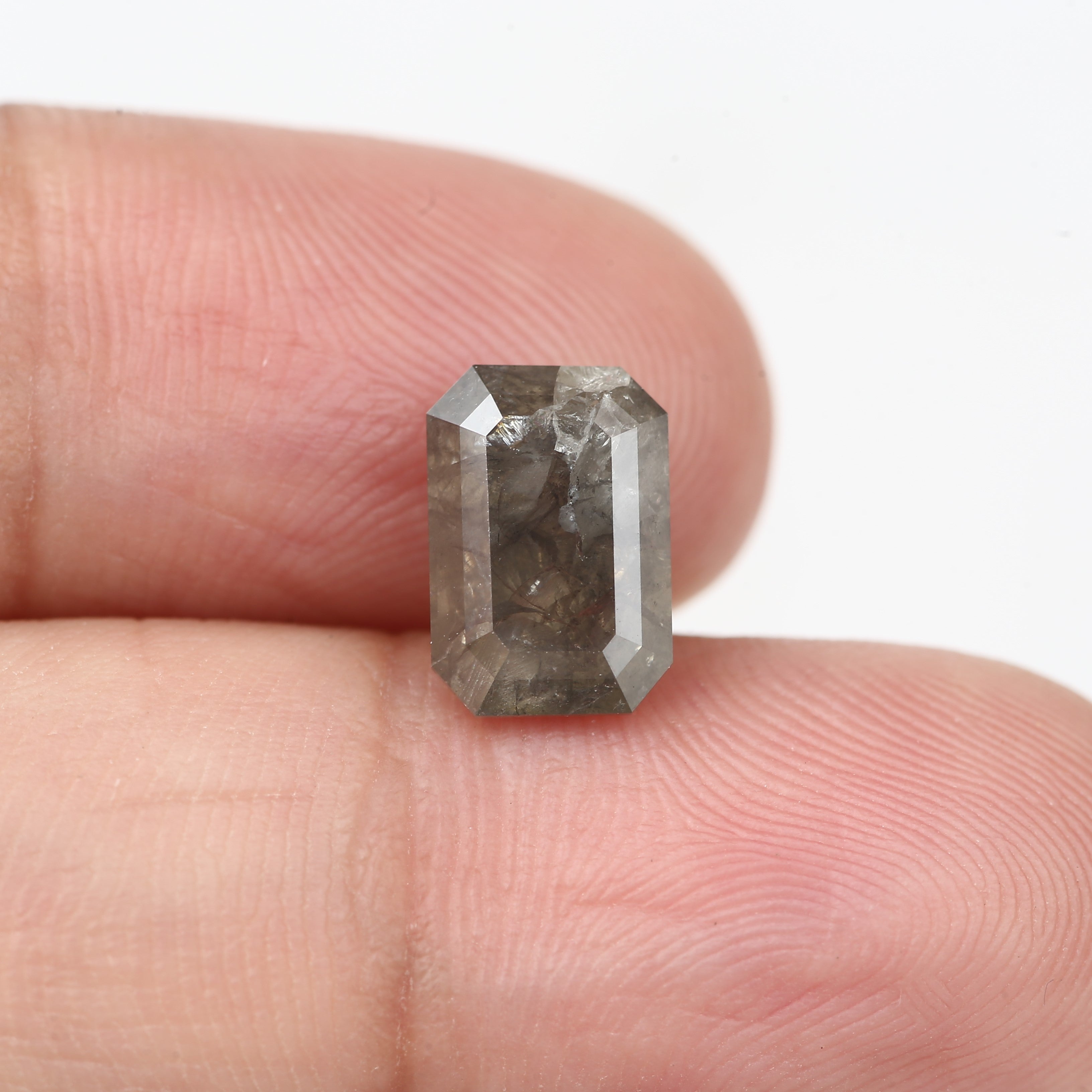 2.89 Carat 9.70 MM Fancy Gray Emerald Cut Salt and Pepper Diamond - Blackdiamond