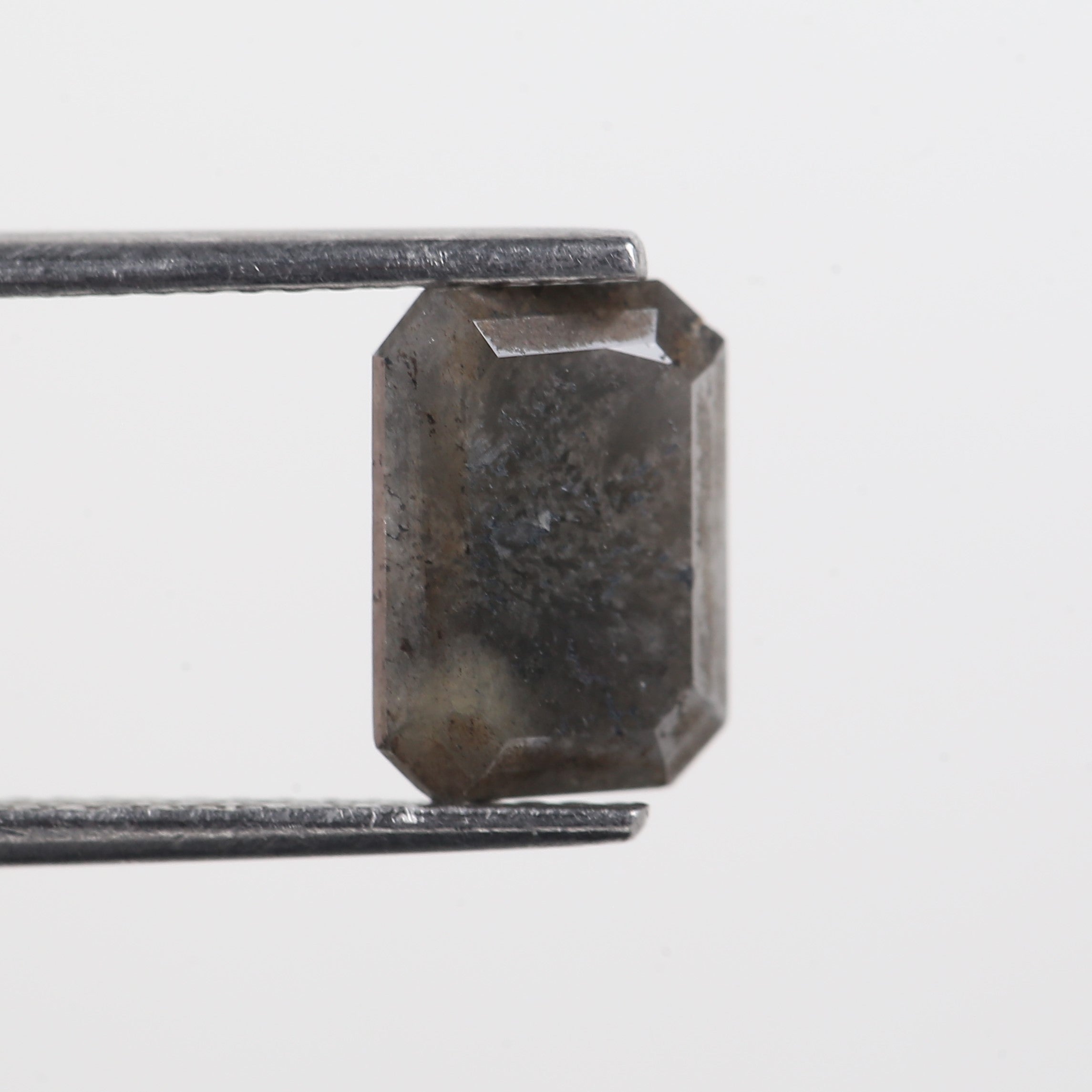 2.52 Carat Grey Emerald Cut Natural Salt And Pepper Diamond 9.18 MM