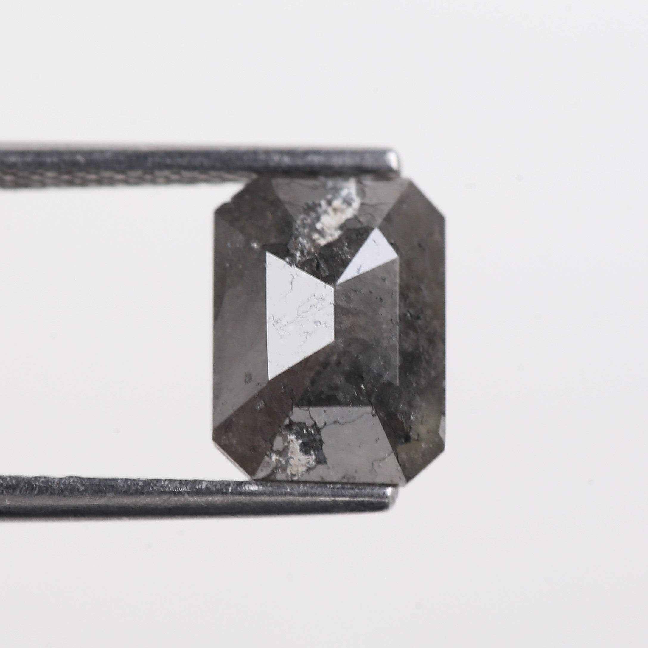 2.52 Carat Grey Emerald Cut Natural Salt And Pepper Diamond 9.18 MM