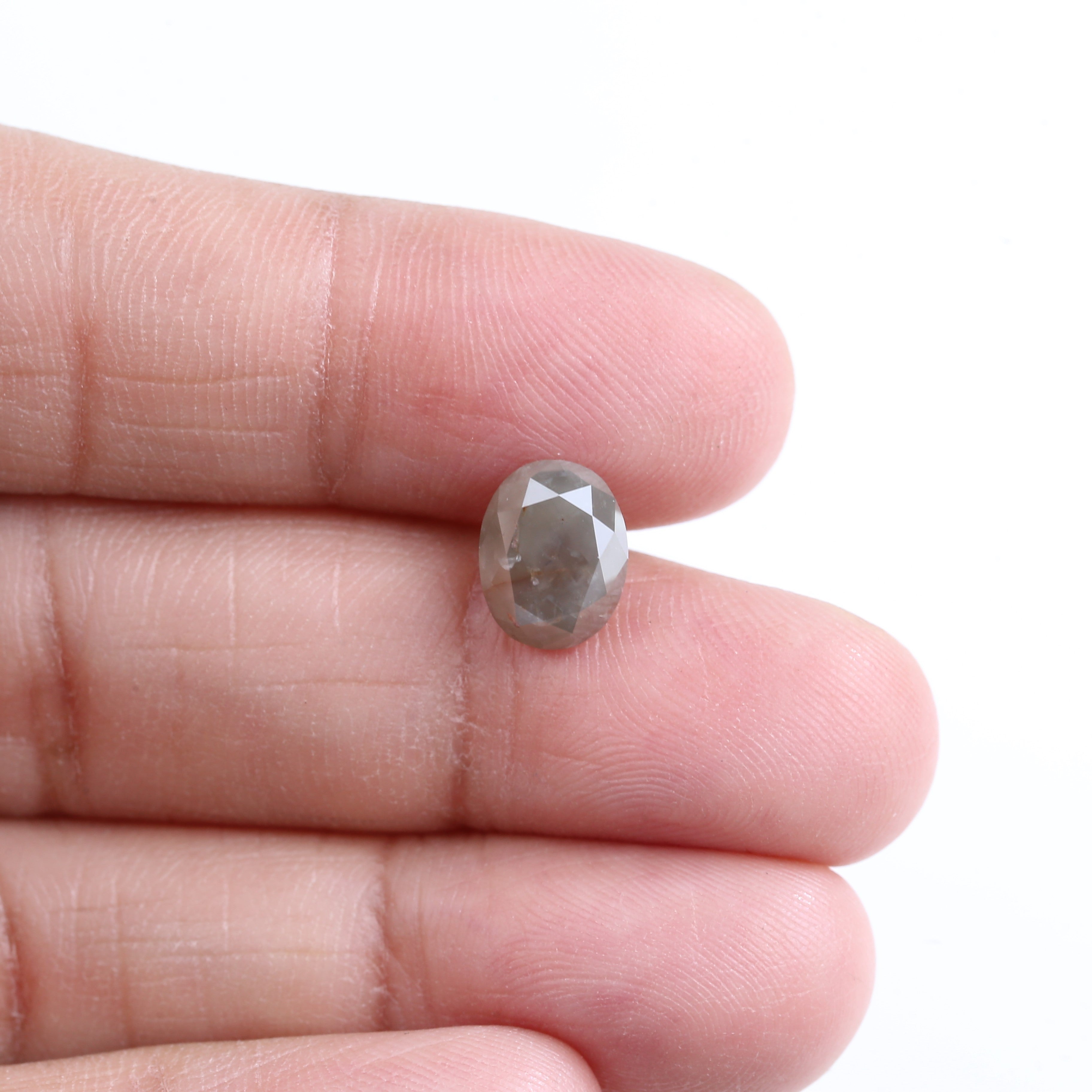 2.98 Carat Natural Smoky Gray Oval Cut Salt Pepper Diamond 9.15 MM